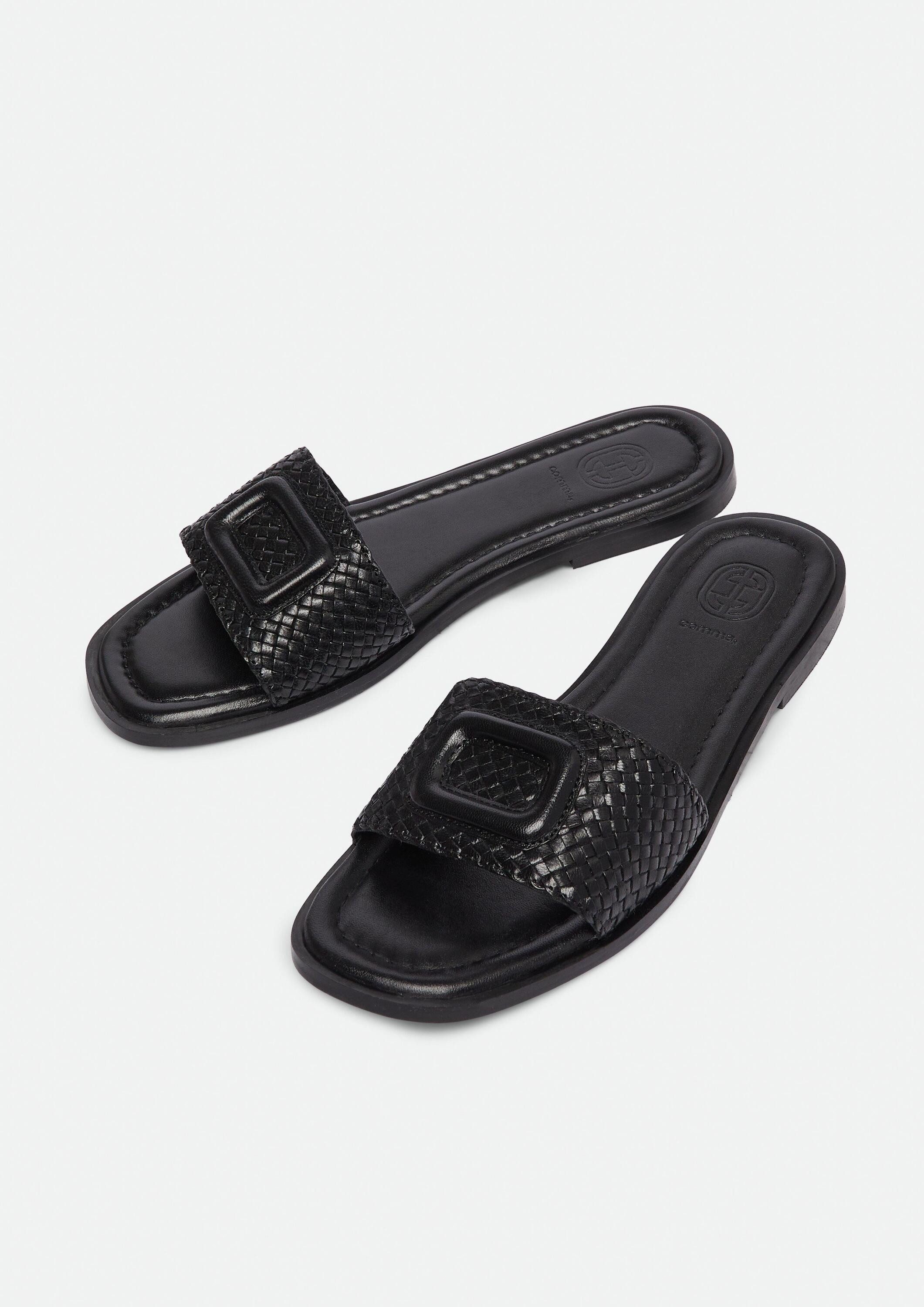 comma Sandalen Sandale Pantoletten mit Flecht-Details