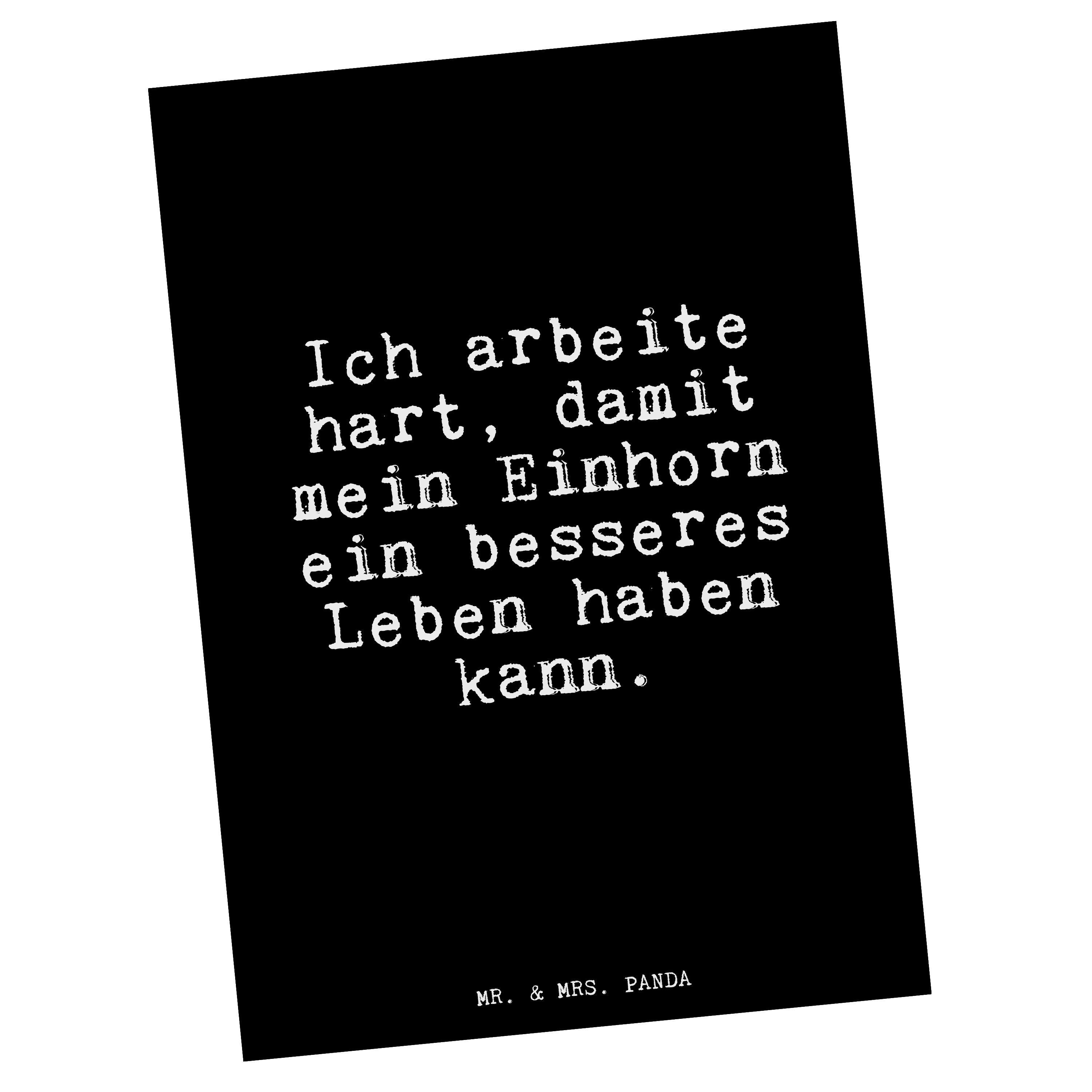 Mr. & Mrs. Panda Postkarte »Ich arbeite hart, damit... Schwarz