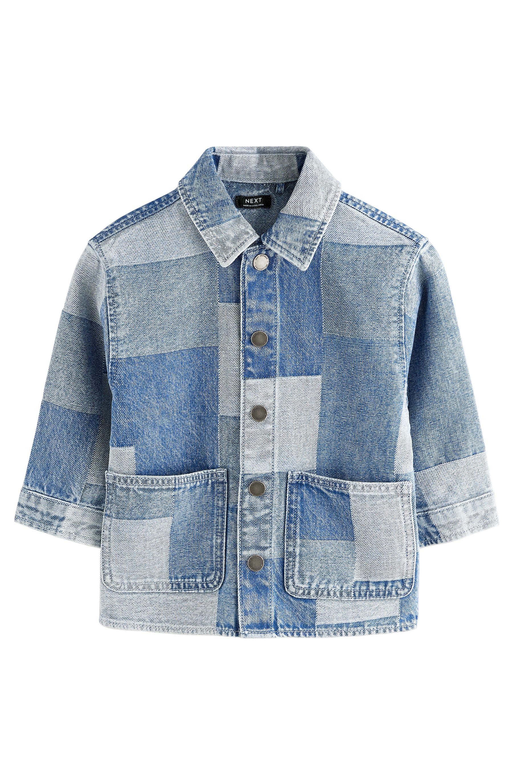 Jeanshemd Denim-Hemdjacke im Patchwork-Look