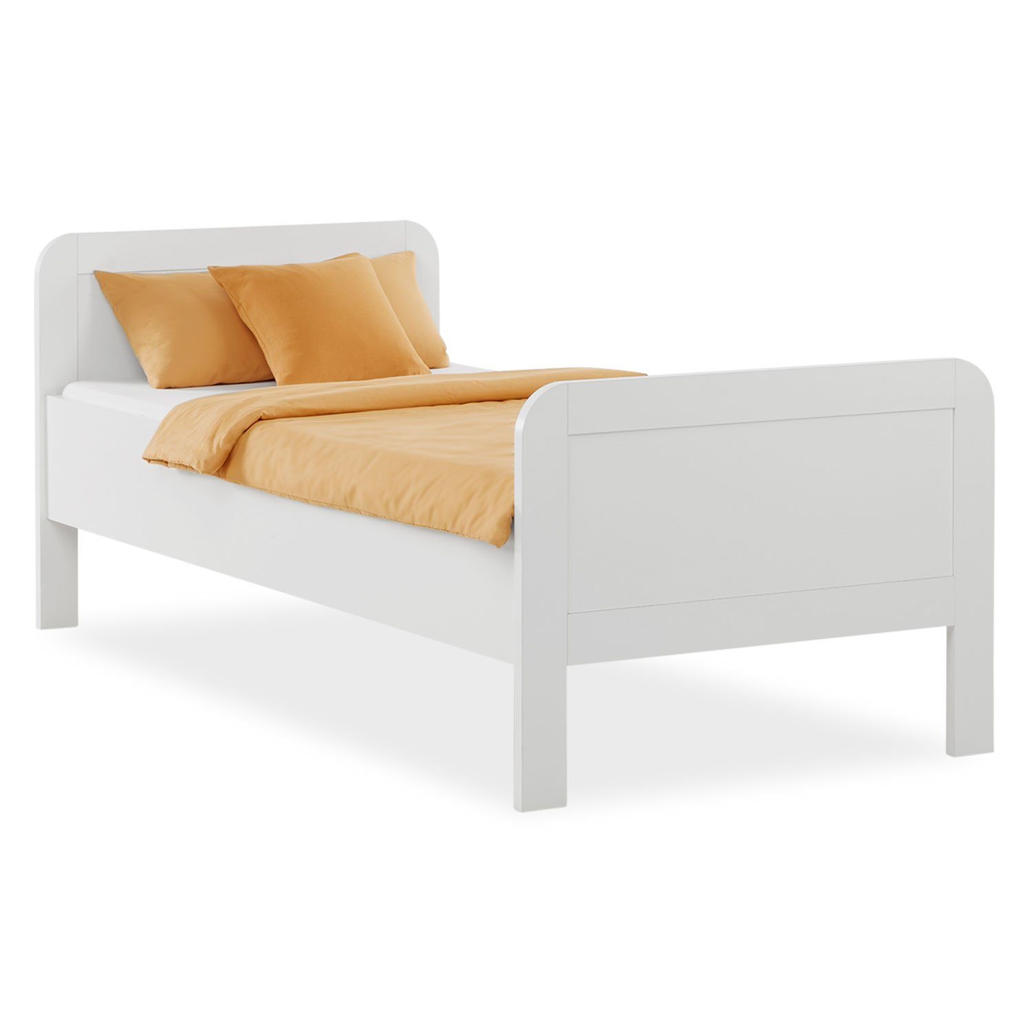 Homestyle4u Holzbett Komfortbett 90x200 cm Natur Weiß Bett