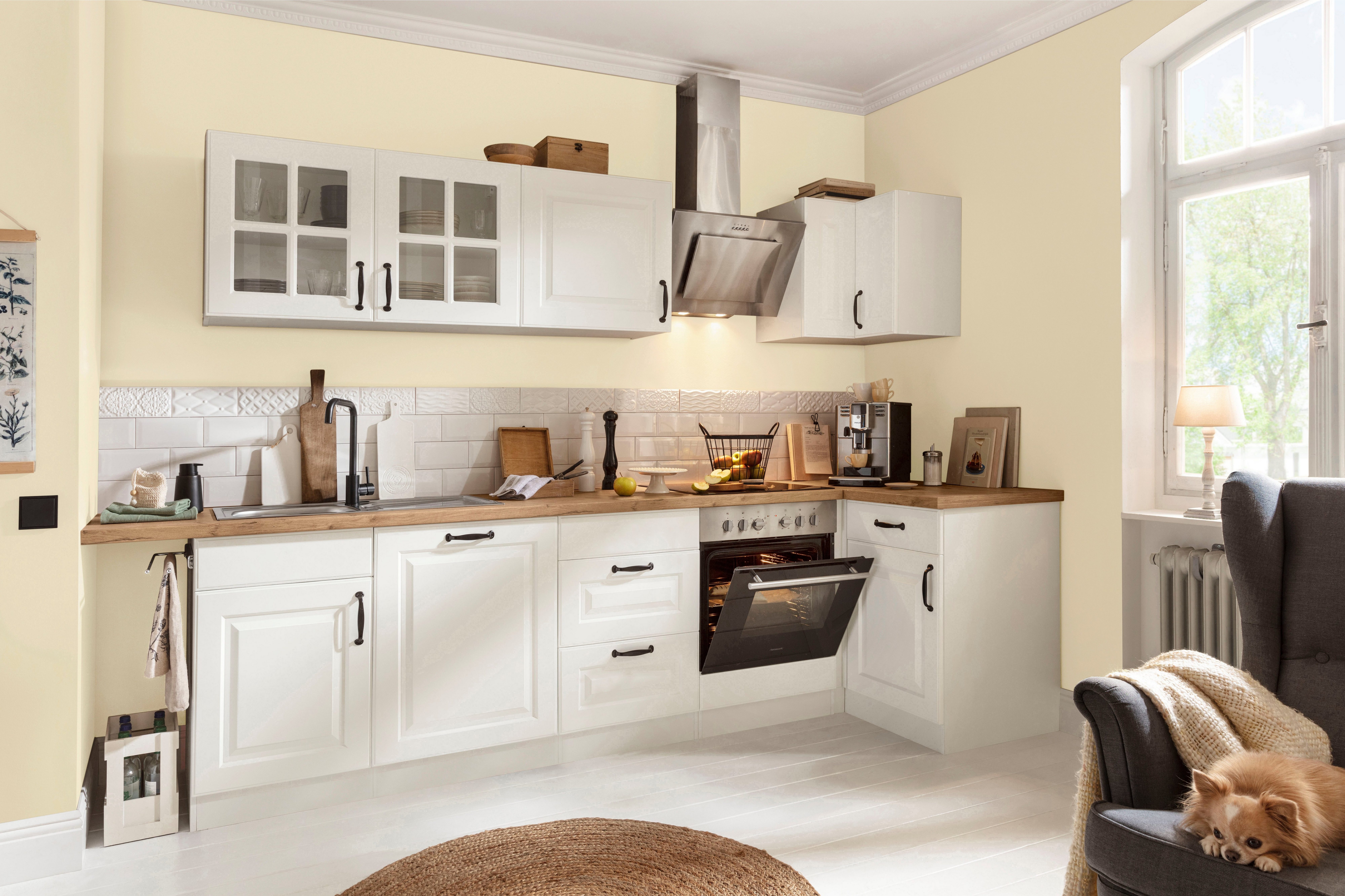 Küchen ohne breit Arbeitsplatte Kochfeldumbauschrank Weiß Kassettenfront, Erla Weiß/Weiß 60 wiho cm mit |