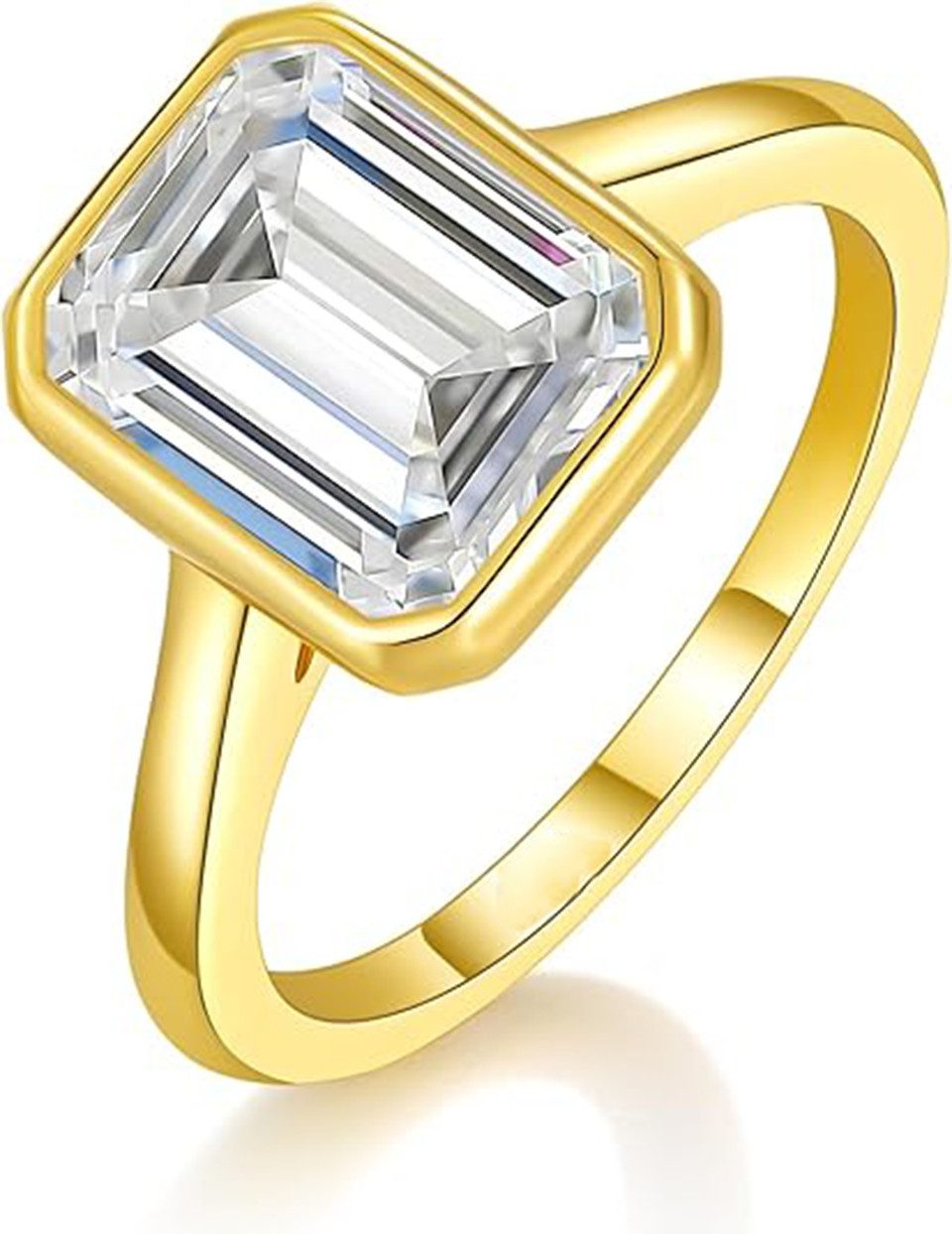 Jumpeak Diamantring Smaragd-Diamantring, schlichter Diamantring,3 Karat, D, VS1,585er Gold, 585erGold,Geburtstagsgeschenk,Valentinstagsgeschenk,Weihnachtsgeschenk