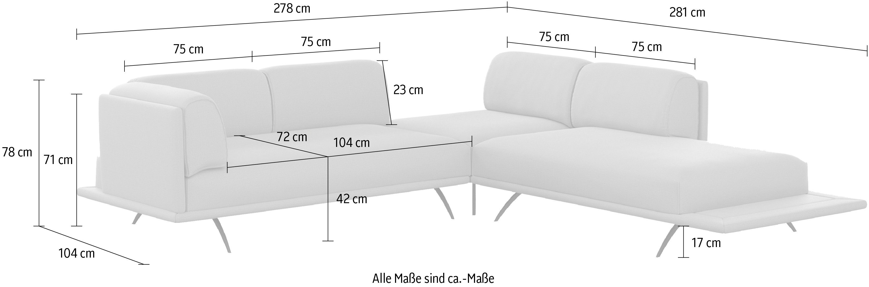 machalke® Ecksofa benito, mit bezogenem Sockel