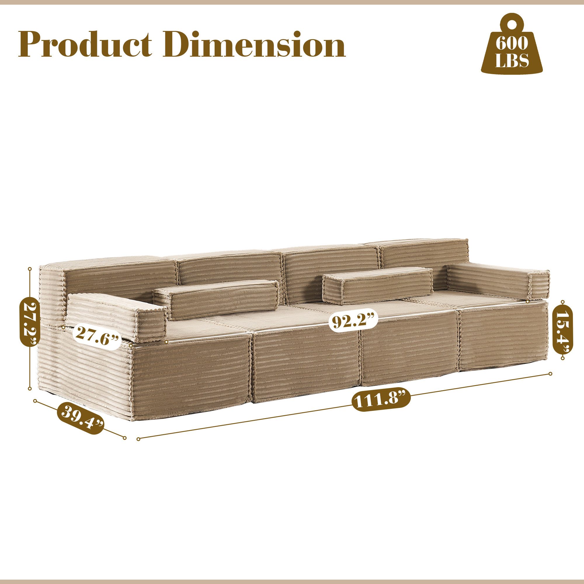 HOMYEDAMIC Big-Sofa Schwammsofa 1-4 Sitzers Ecksofa, Pure Foam Eco Sofa Kom günstig online kaufen