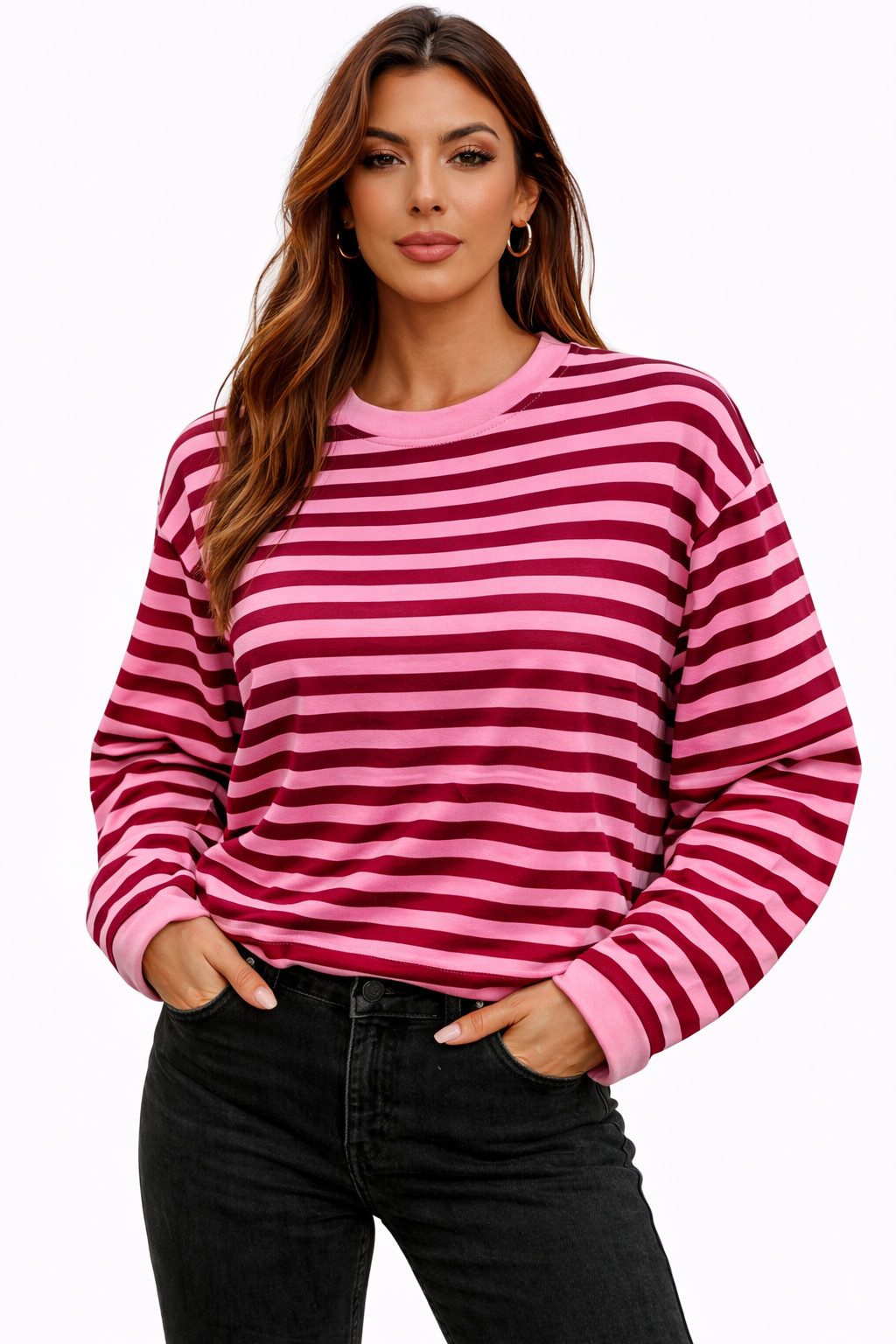 Worldclassca Longsleeve WORLDCLASSCA Longsleeve Streifen Langarm Shirt Sweatshirt Gestreift Neue Kollektion - Stilvolle und gemütliche Mode für Damen