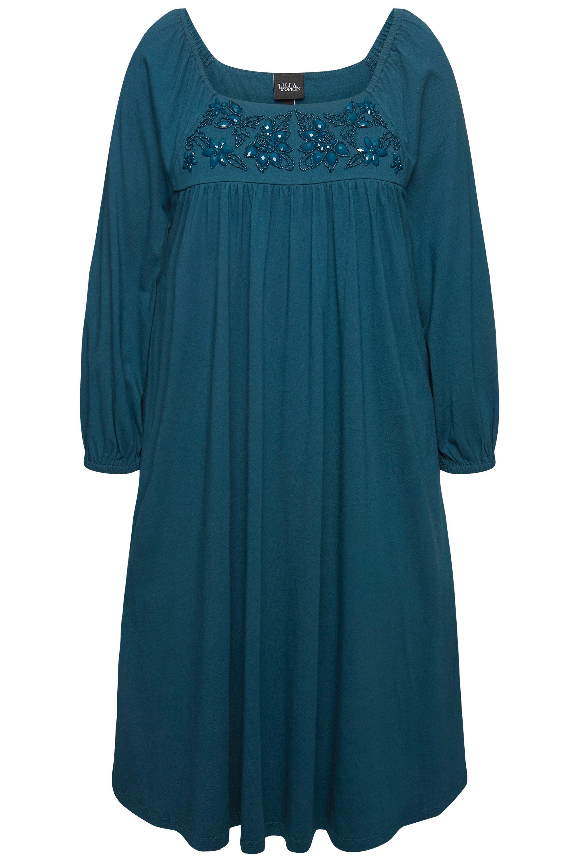 Ulla Popken Midikleid Tunika-Kleid Ziersteine Carree-Ausschnitt günstig online kaufen