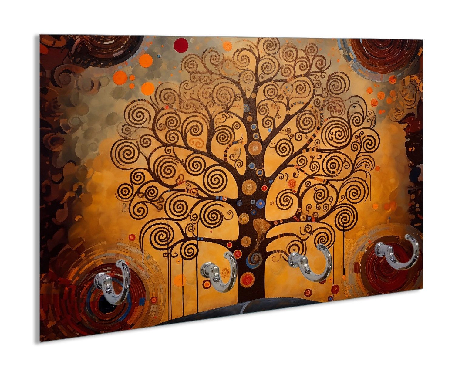 Wallario Schlüsselbrett Baum des Lebens, (inkl. Aufhängeset), 30x20cm, aus ESG-Sicherheitsglas