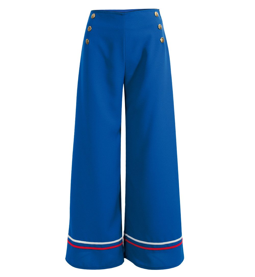 Fries Kostüm Damen Hose Hello Sailor Matrosin Marine Blau Karneval Fasching, Hohe Qualität