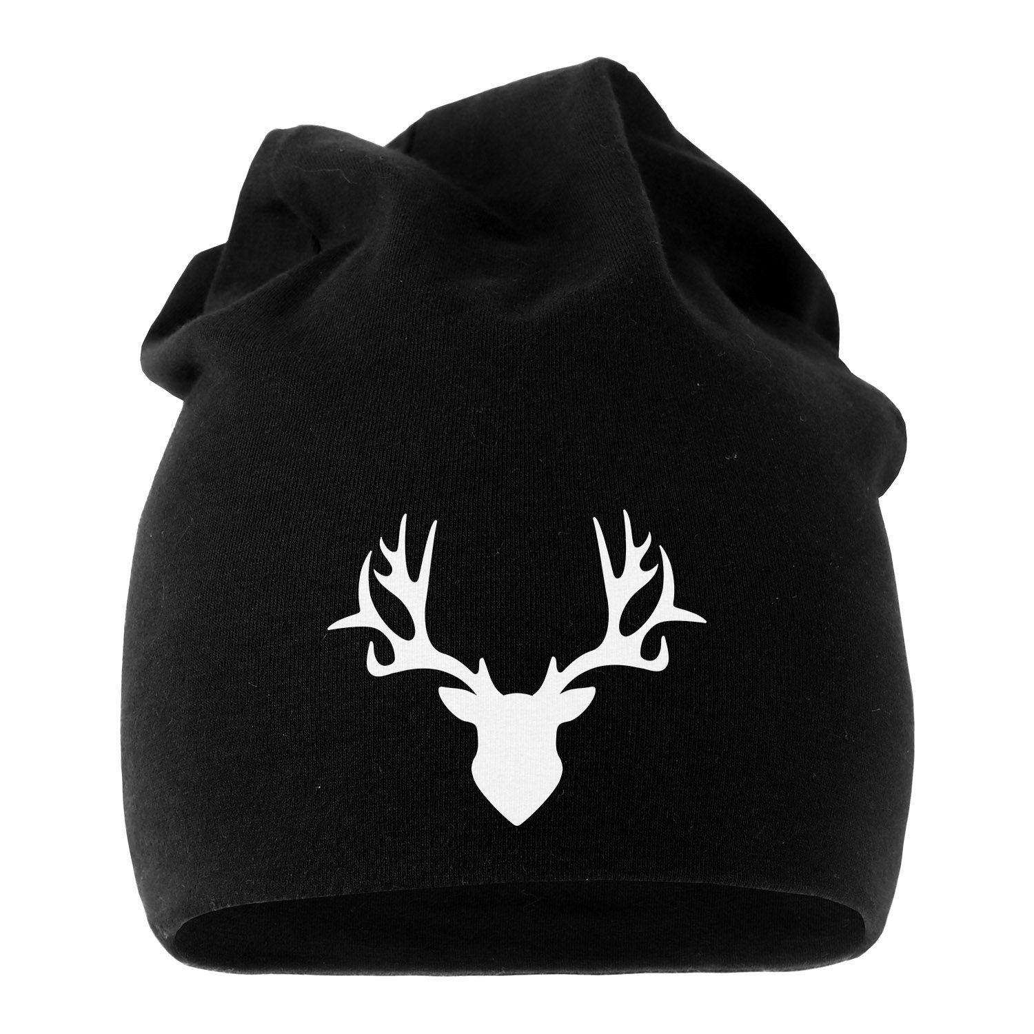 Beanie Jersey Beanie Hirsch Geweih Herren Damen bedruckt Moonworks®