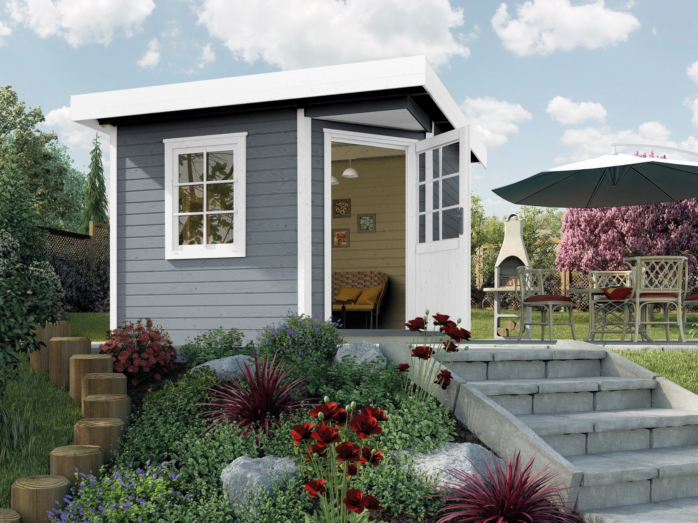 Thumbnail - weka Gartenhaus Designhaus 213 Gr.1, BxT: 278x278 cm