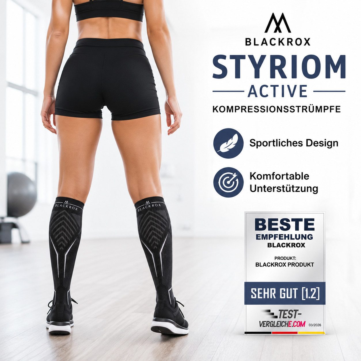 BLACKROX Kompressionsstrümpfe [Vergleichssieger 2026] BLACKROX STYRIOM ACTIVE Kompressionsstrümpfe – Bild 4 von 5