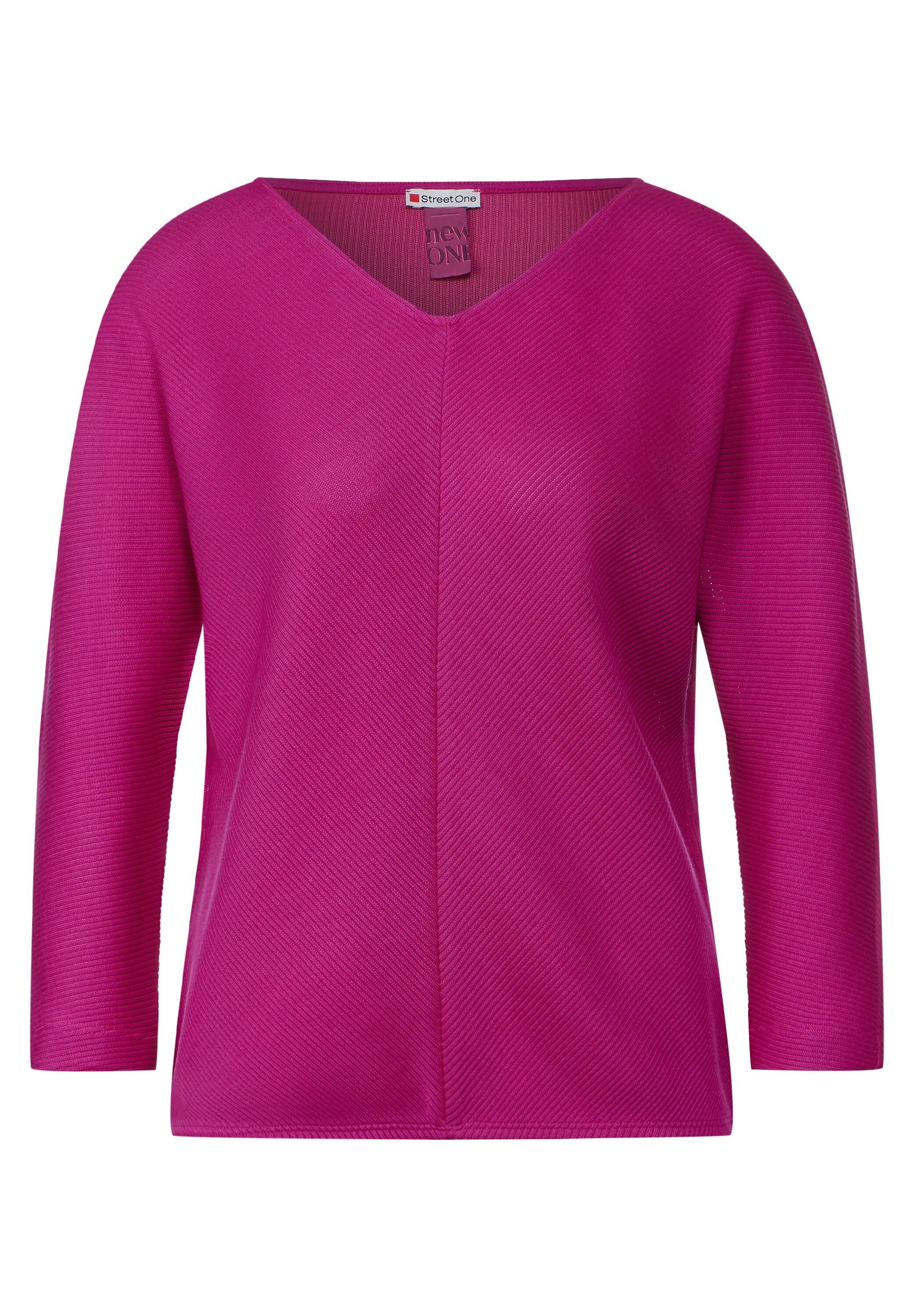bright STREET Shirt cozy Streifen-Struktur Structure 3/4-Arm-Shirt ONE pink mit Diagonal