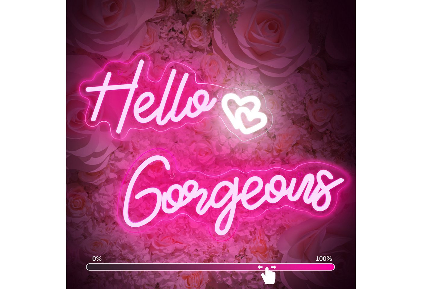 MUPOO Dekolicht LED Dekolicht,Hallo Gorgeous Neonschild Rosa,Dimmbar, LED Neon Lichter,für Schlafzimmer Hochzeit Dekoration