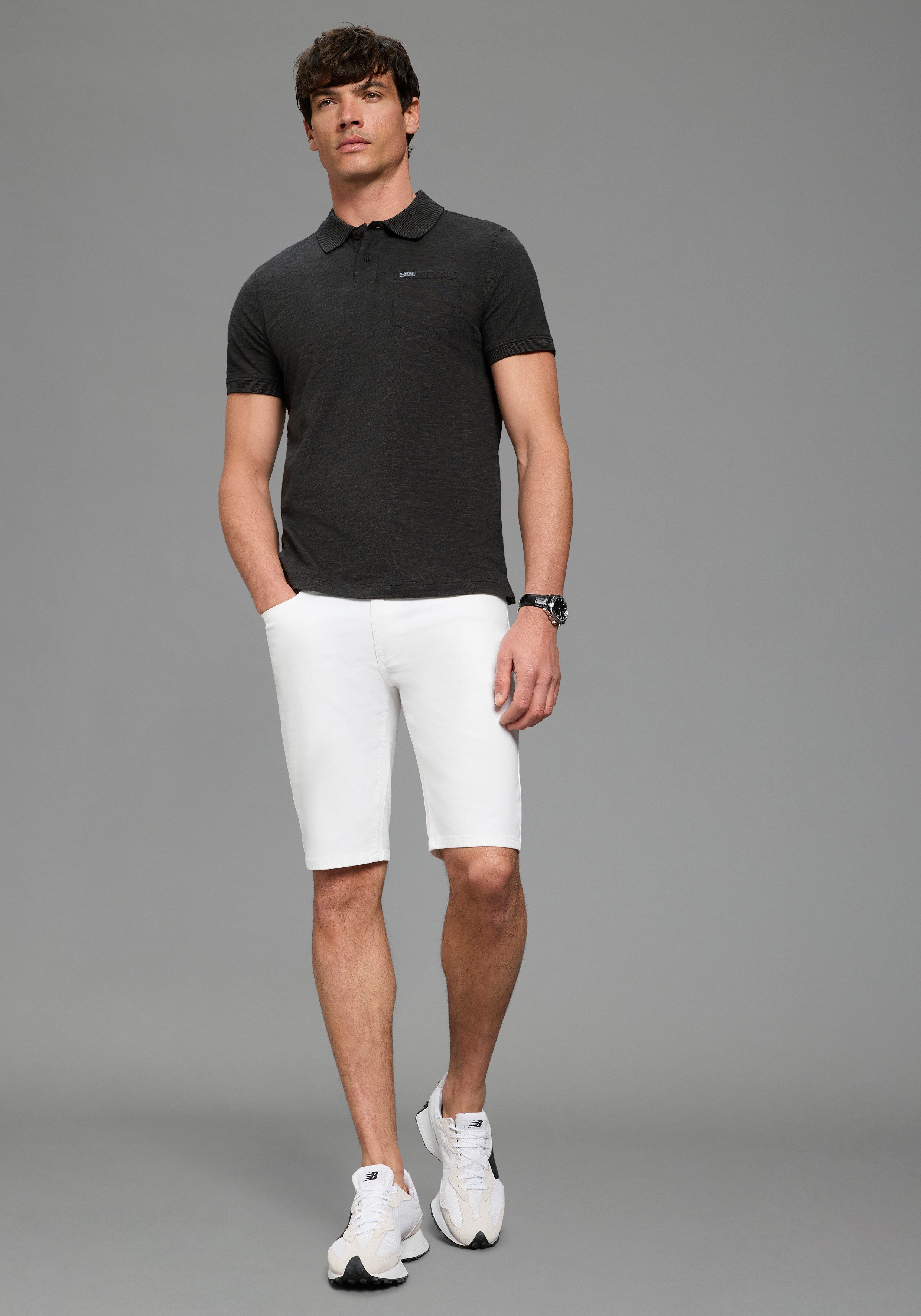 Bruno Banani Poloshirt meliert Kurze Knopfleiste, hochwertiger Spezial-Melange und Brusttasche – Bild 4 von 5