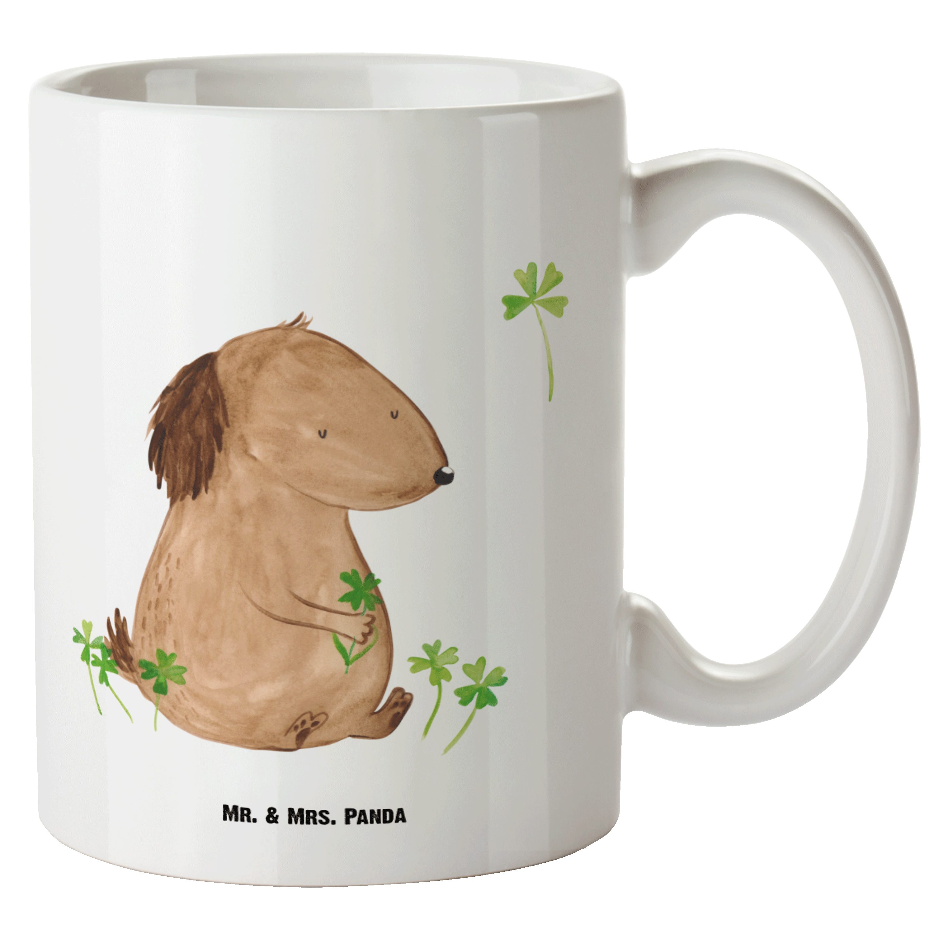 Kleeblatt Mrs. - Weiß flauschig, Mr. Geschenk, & Motivation, - A, XL Keramik Panda Tasse Hund Tasse Hundemama,