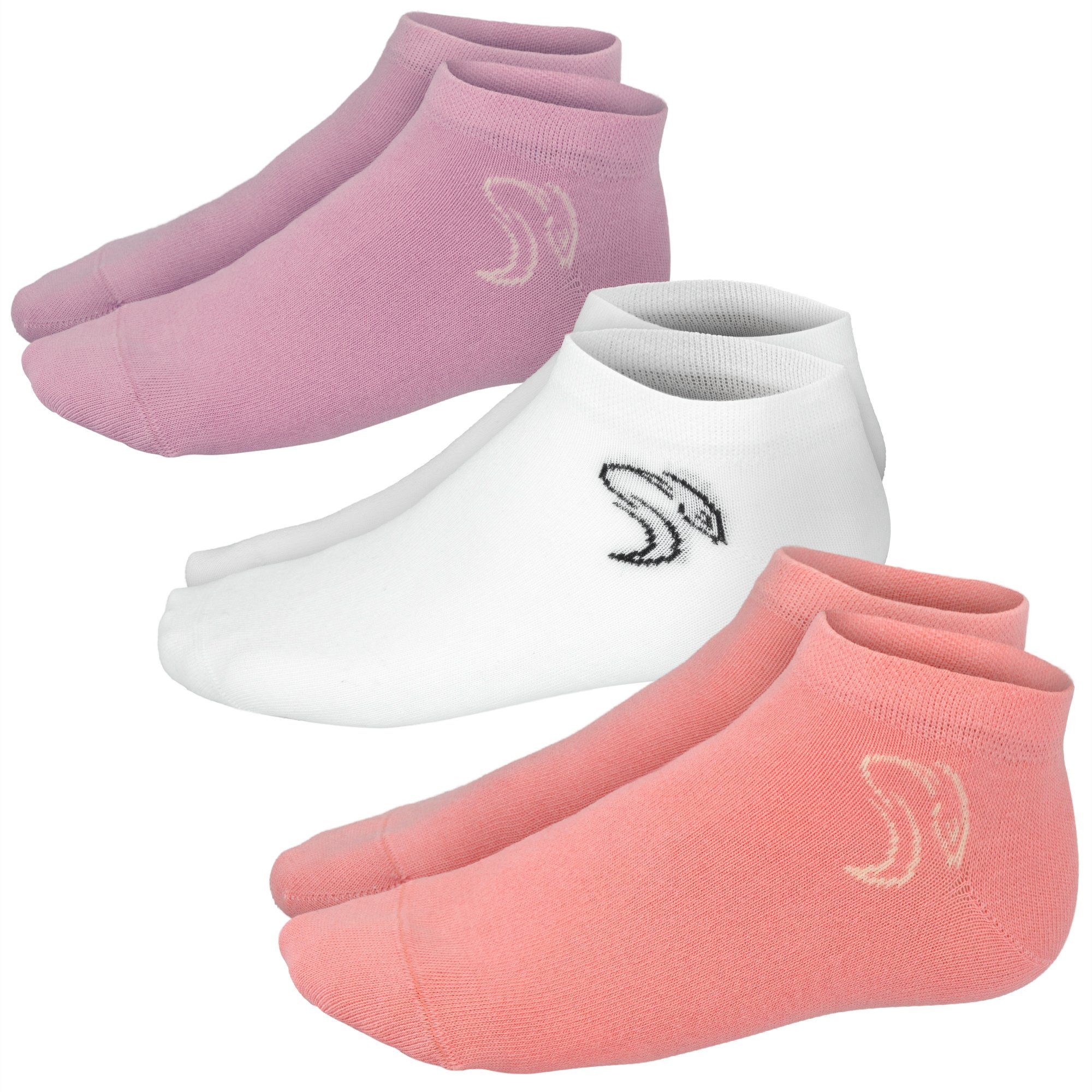 Freiraum Black Snake Sneakersocken weiß-rosa-aprikot (3-Paar) style smooth