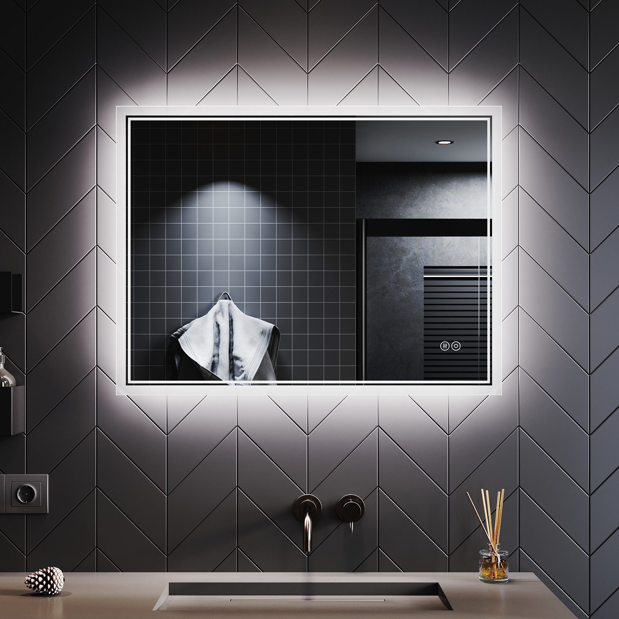 SONNI Badspiegel Beschlagfreie Beleuchtung Badspiegel mit LED-Beleuchtung L günstig online kaufen