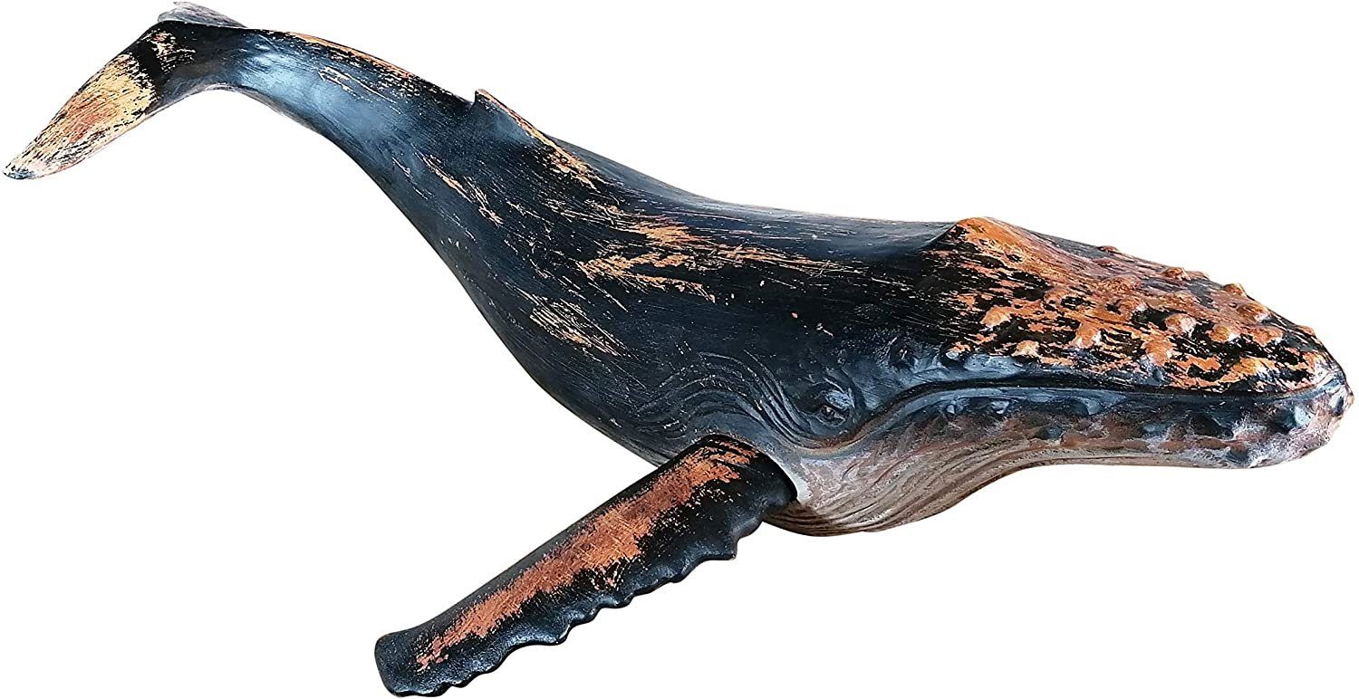 MichaelNoll Dekofigur Wal Walfisch Dekofigur Polyresin Holz-Optik 87,5x52x22,9 cm