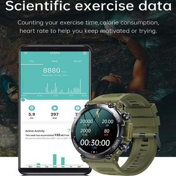 RollsTimi Smartwatch (1,39 Zoll, Android iOS), Fitness Uhr Mit Herzfrequenz, Blutsauerstoff, Schrittzähler Mehrere