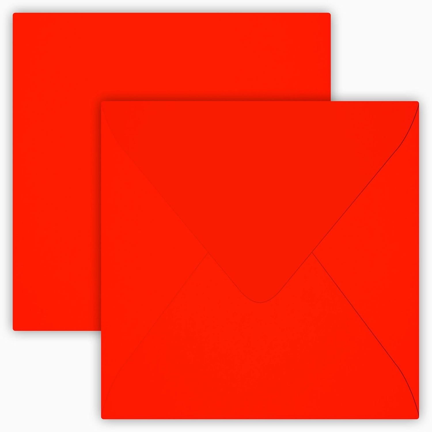 Briefumschläge24Plus Briefumschlag 25 St. 15,5 x 15,5 cm Briefumschläge Quadratisch NEON Rot, 15,5 x 15,5 mm Briefumschläge Recyceltes Material