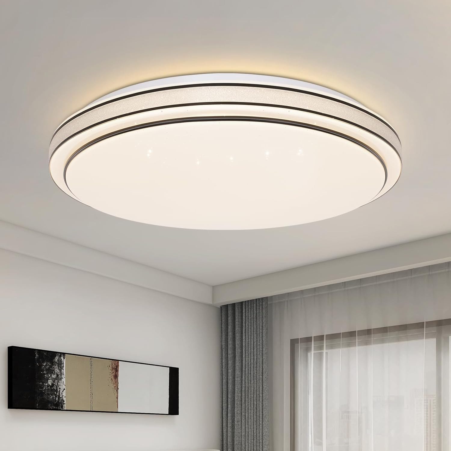 ZMH LED Deckenleuchte Wohnzimmer Ø18/27 Modern Küchenlampe Flur Schlafzimmer, Augenschutz, Einfache Installtion, LED fest integriert, Warmweiß, 12W, 3000K, warmweiß, 27×27×6cm