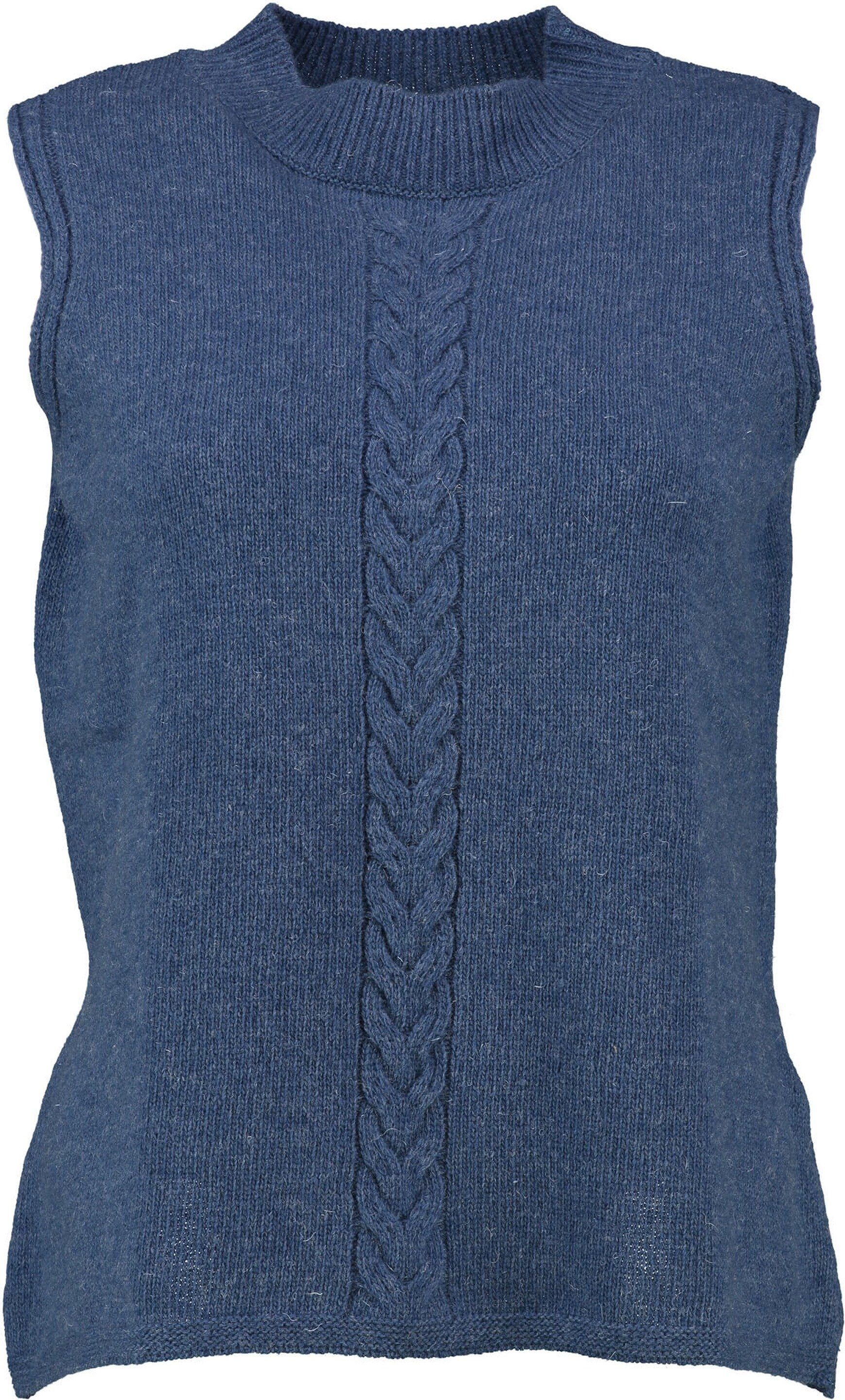 Strickpullover FELICITAS Pullunder Purgstall rauchblau mit edlem Zopfstrick-Dessin