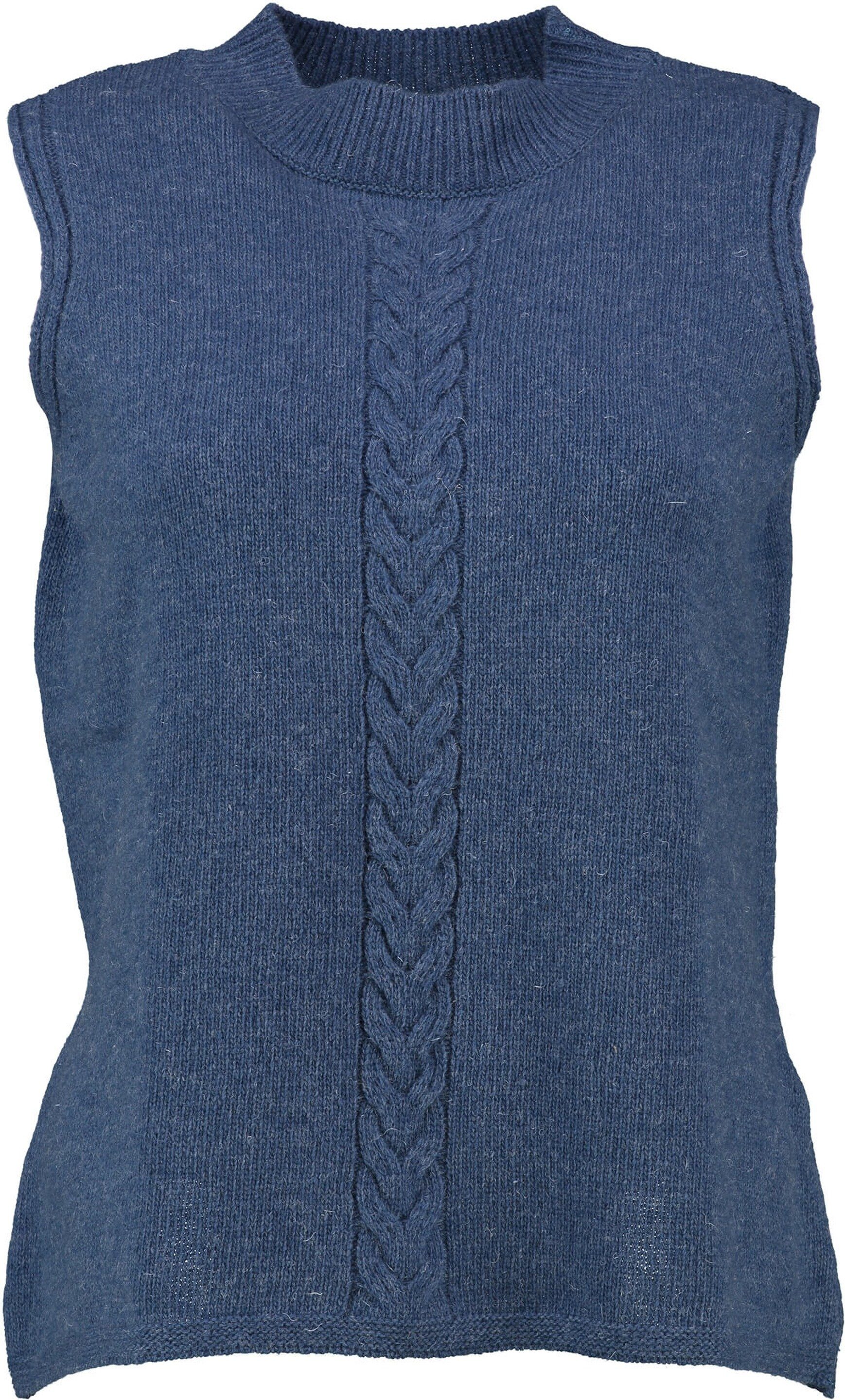 FELICITAS Strickpullover FELICITAS rauchblau edlem mit Pullunder Purgstall Zopfstrick-Dessin