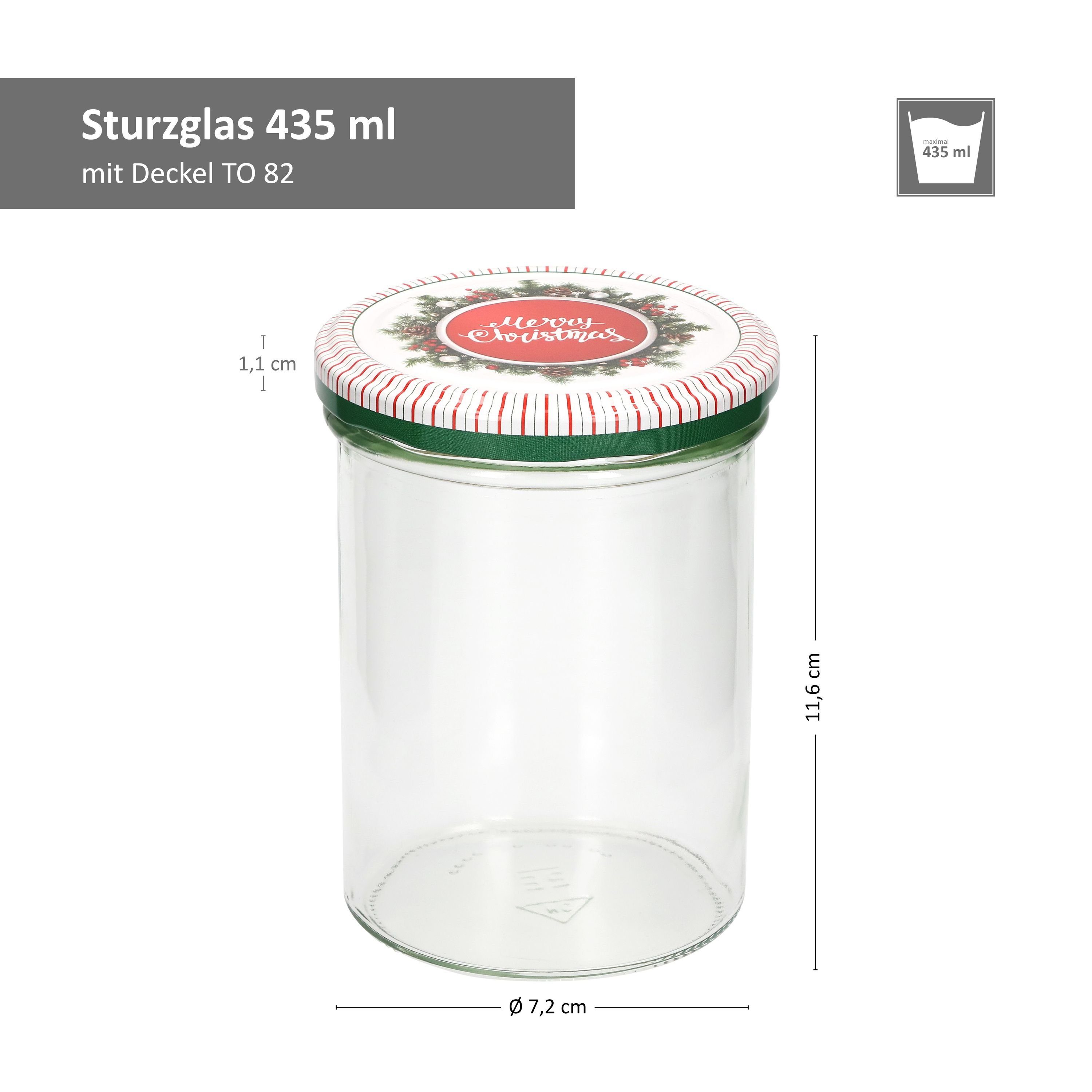 50er 435 ml 82 Rezeptheft, Sturzglas MamboCat incl Christmas Merry To Deckel Set Einmachglas Glas