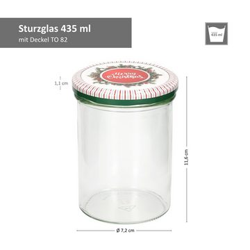 MamboCat Einmachglas 50er Set Sturzglas 435 ml To 82 Merry Christmas Deckel incl Rezeptheft, Glas