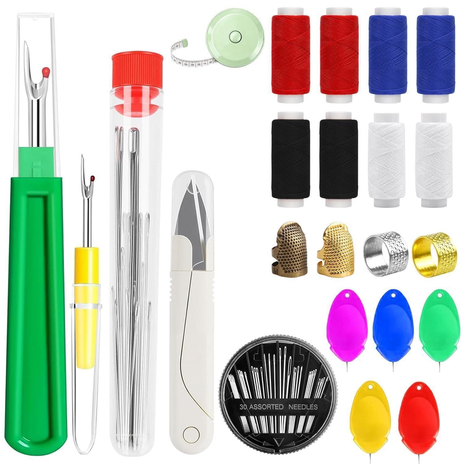 LuxusKollektion Nähnadeln Nähnadel-Set 47-tlg Big Eye Stahl Einfädler Fingerhut