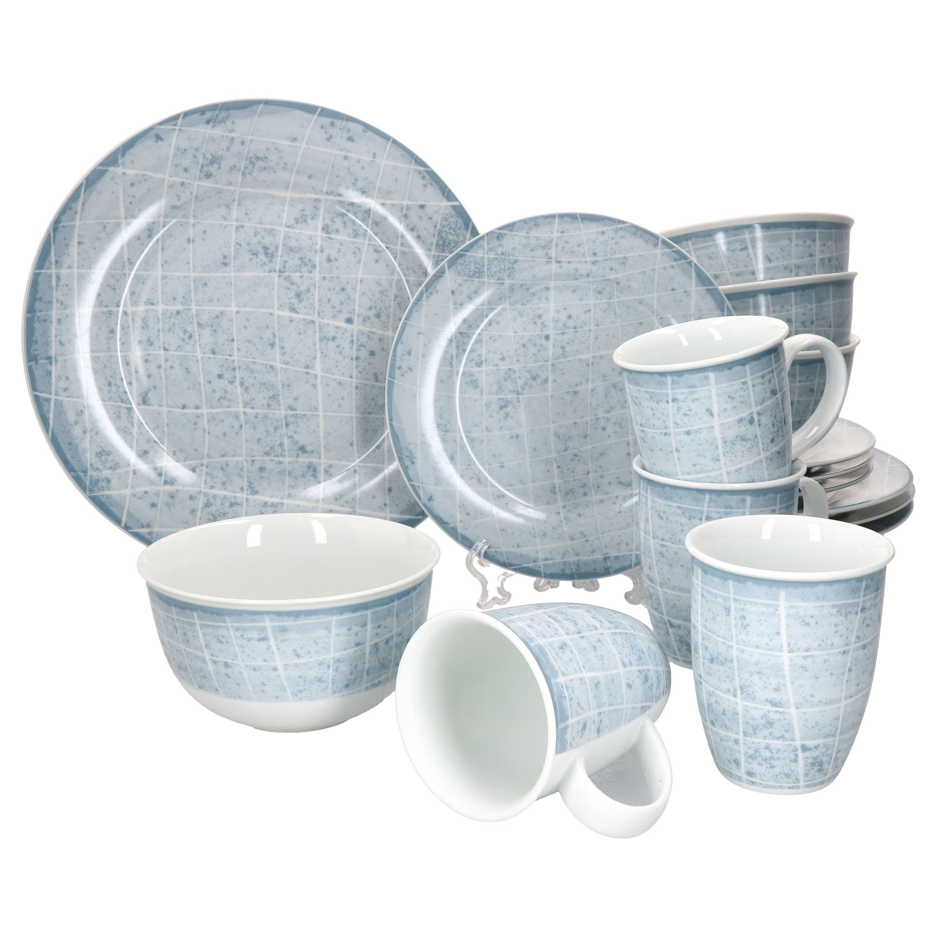 Ritzenhoff & Breker Комбинированное обслуживание Ritzenhoff 16tlg. Kombi-Set Nordic Ellen 4Pers Porzellan Teller Becher, Porzellan
