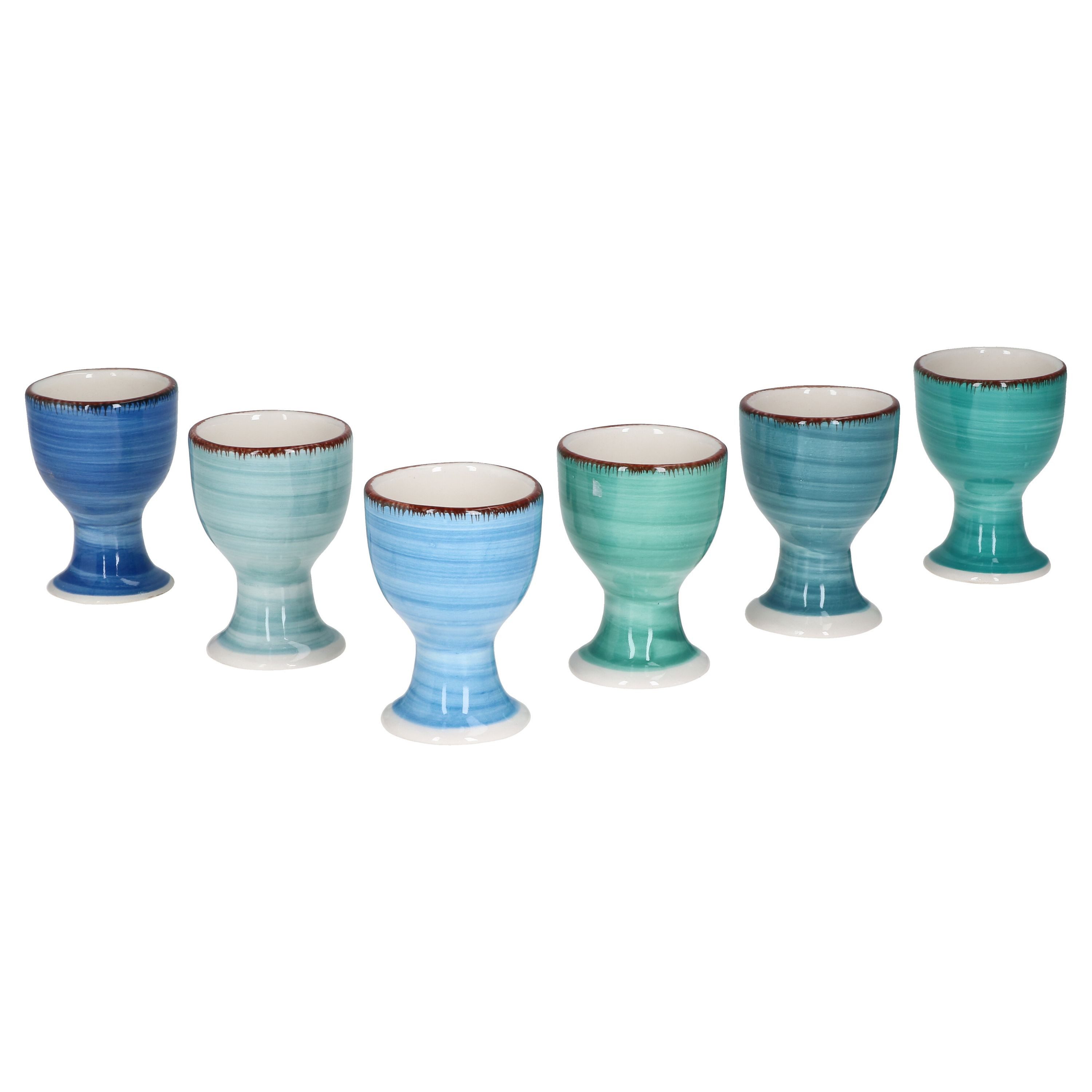 MamboCat Eierbecher Blue Baita 6er Set Eierbecher blaue Eierhalter Eierständer Steingut