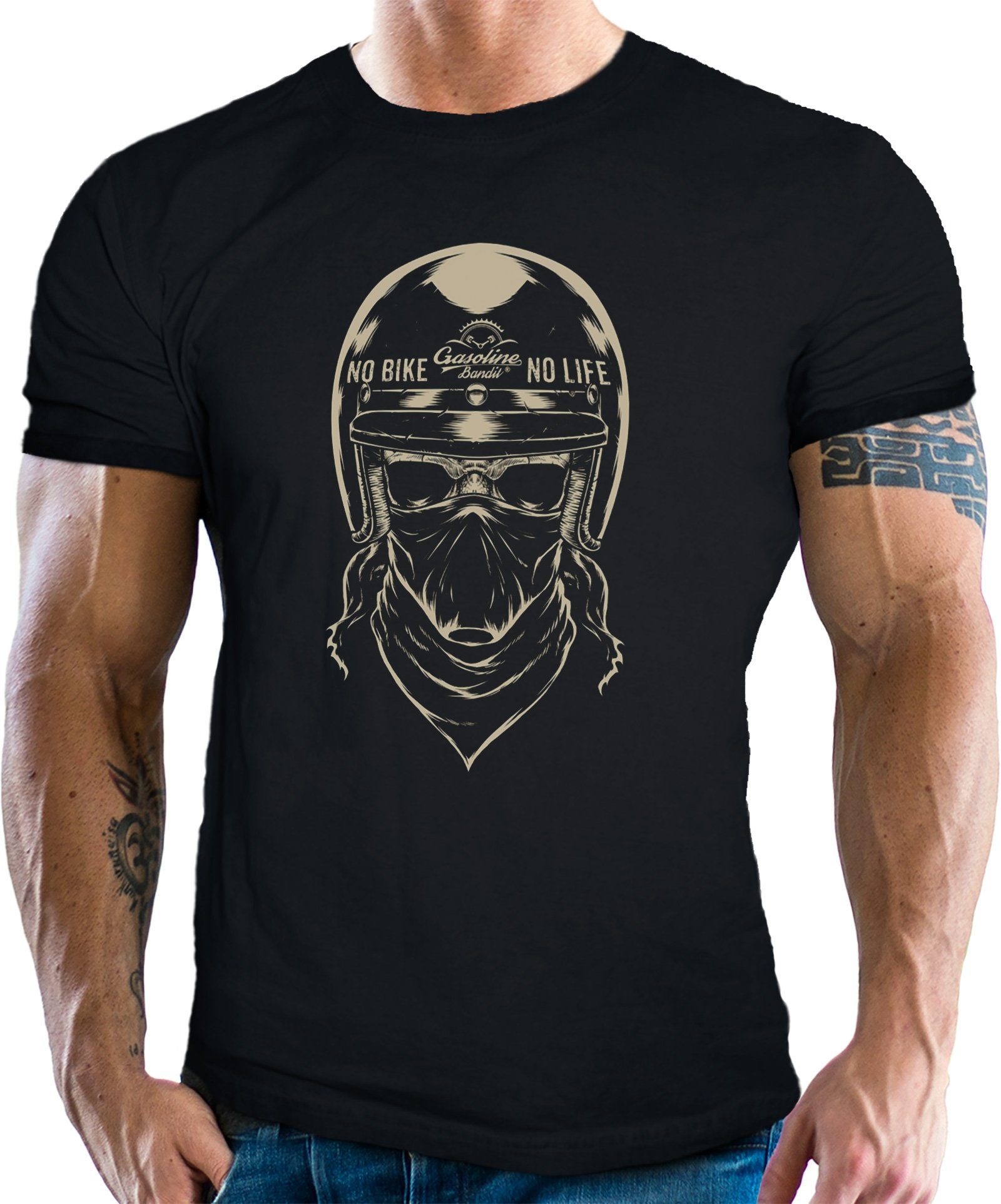 GASOLINE BANDIT® T-Shirt für Biker Racer Motorrad Fans: No Bike No Life