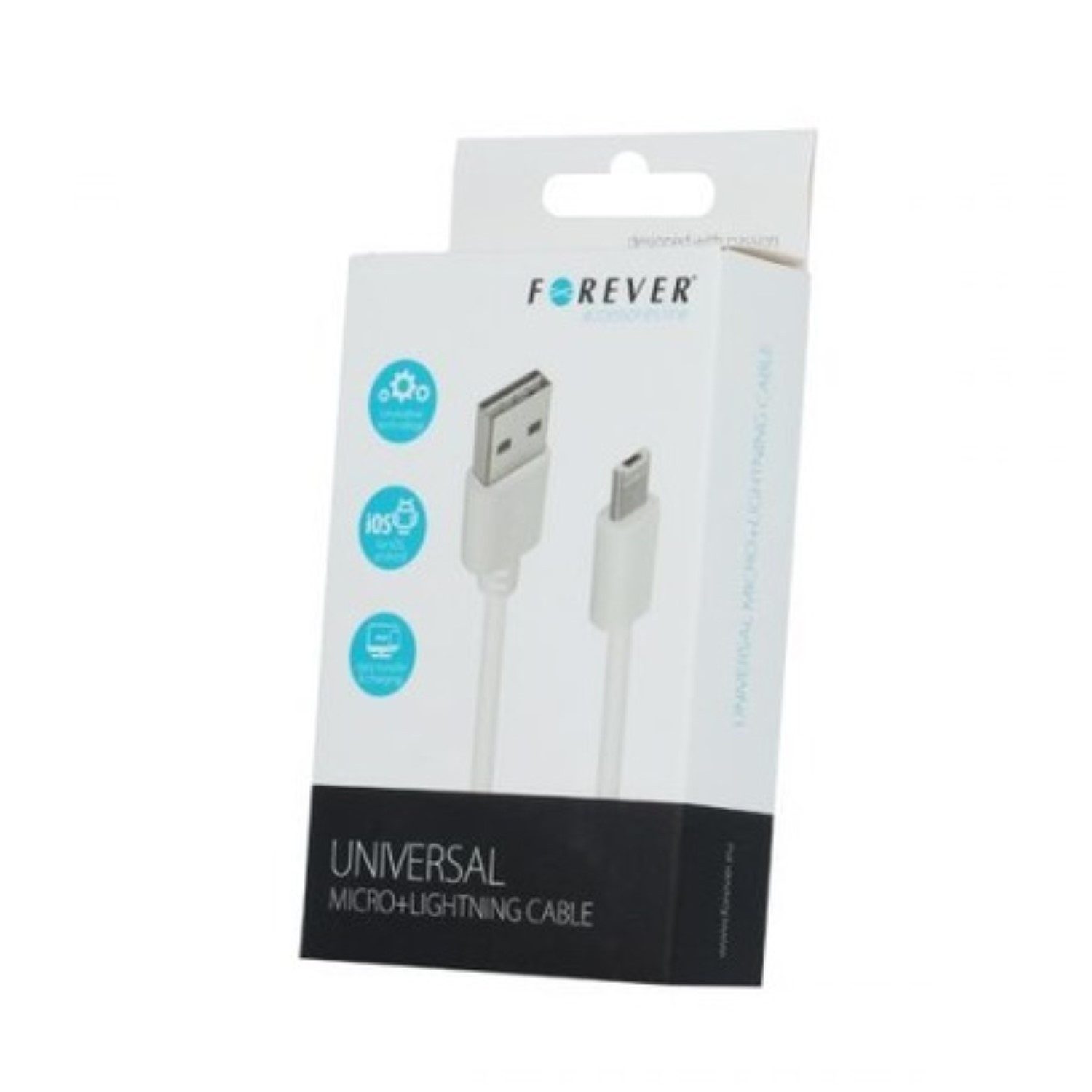 Forever Universal Ladekabel / Datenkabel Micro-USB - iPhone-Kabel Weiß Smartphone-Kabel