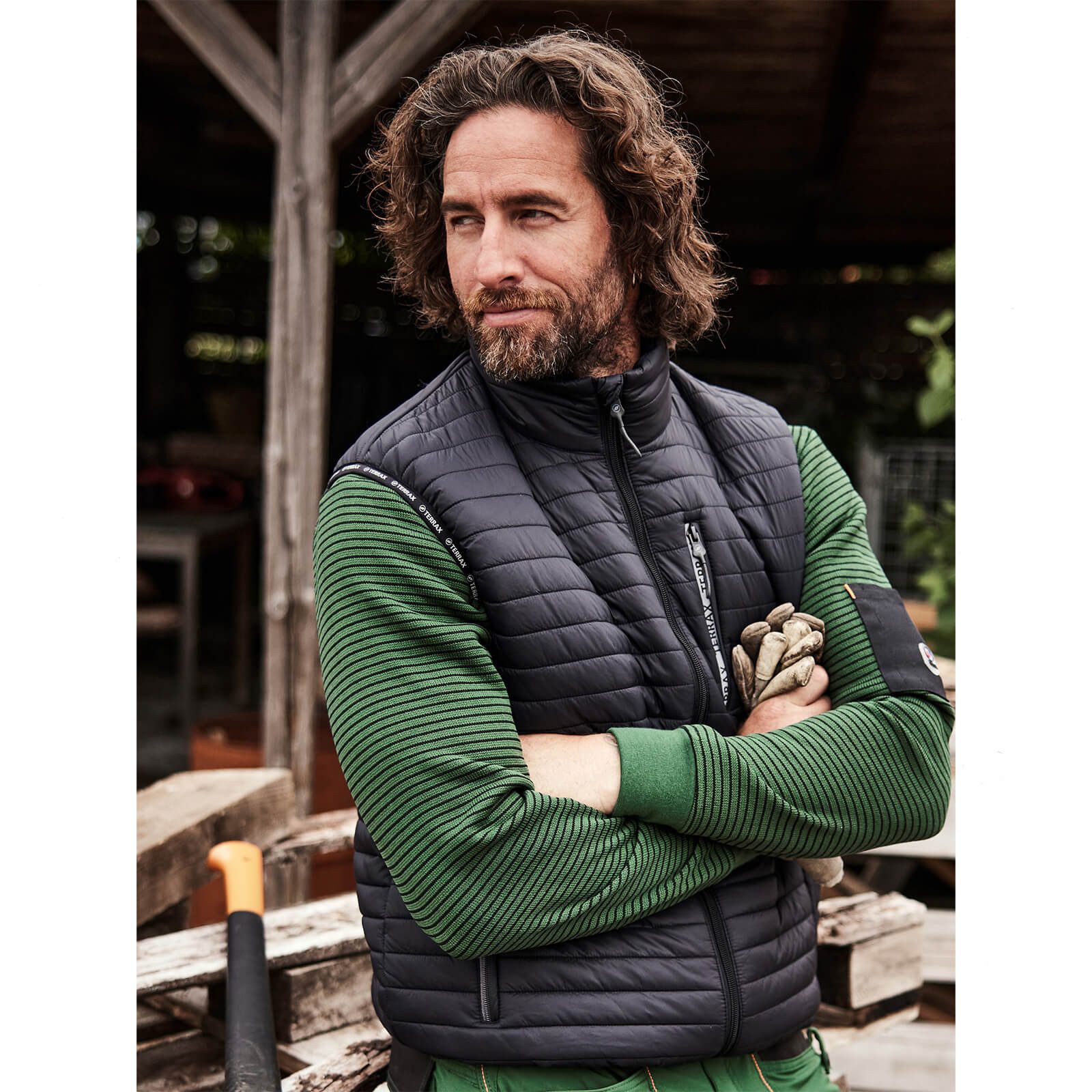 Terrax Workwear Steppweste Herren Steppweste Herren Weste gesteppt mit Stehkragen und Reißverschluss