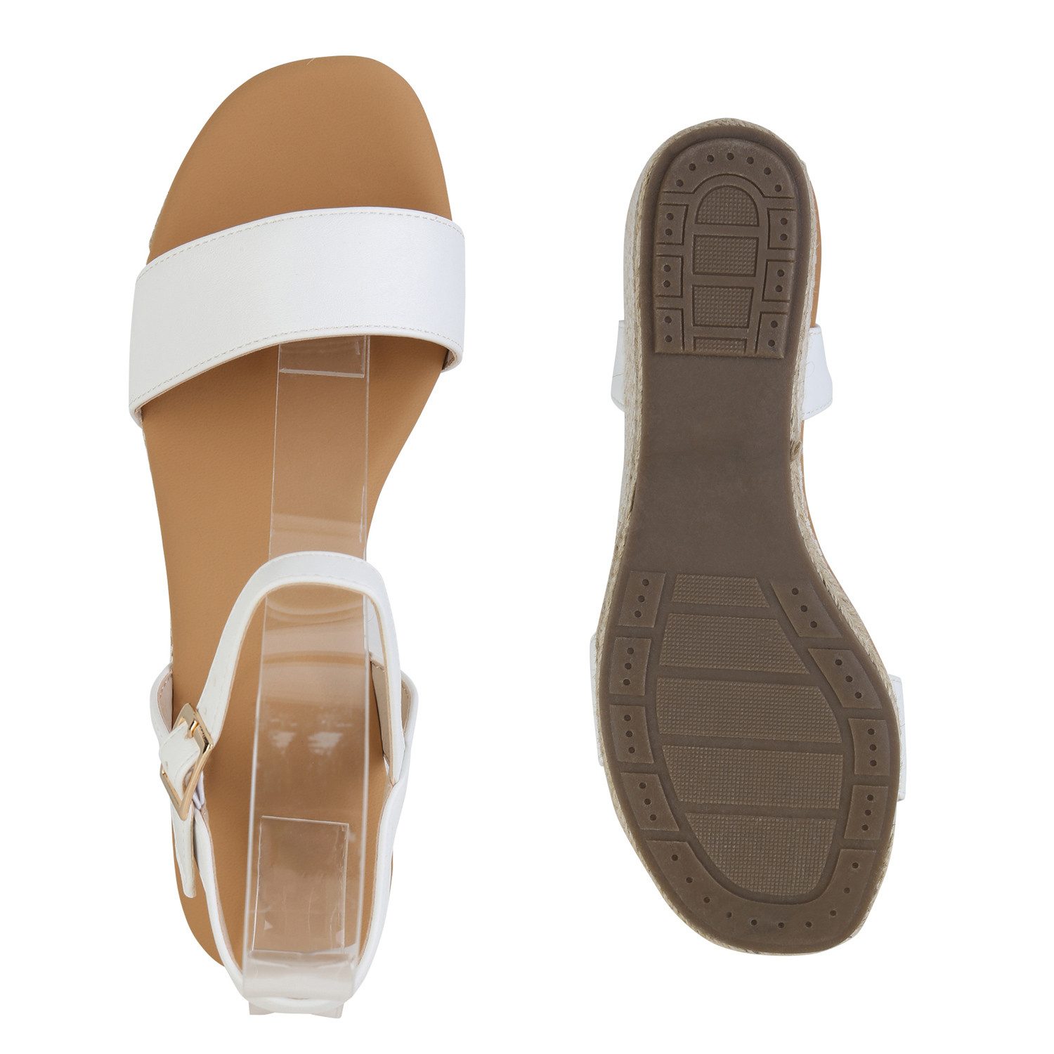 VAN HILL 841128 Keilsandalette Damen Keilsandaletten Sandaletten Bast Freizeit Sommer