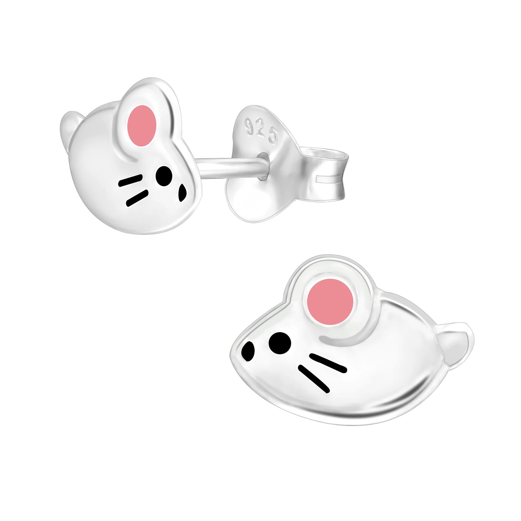 Paar Ohrstecker Kinder Ohrringe Maus 925 Silber Mädchen Ohrstecker