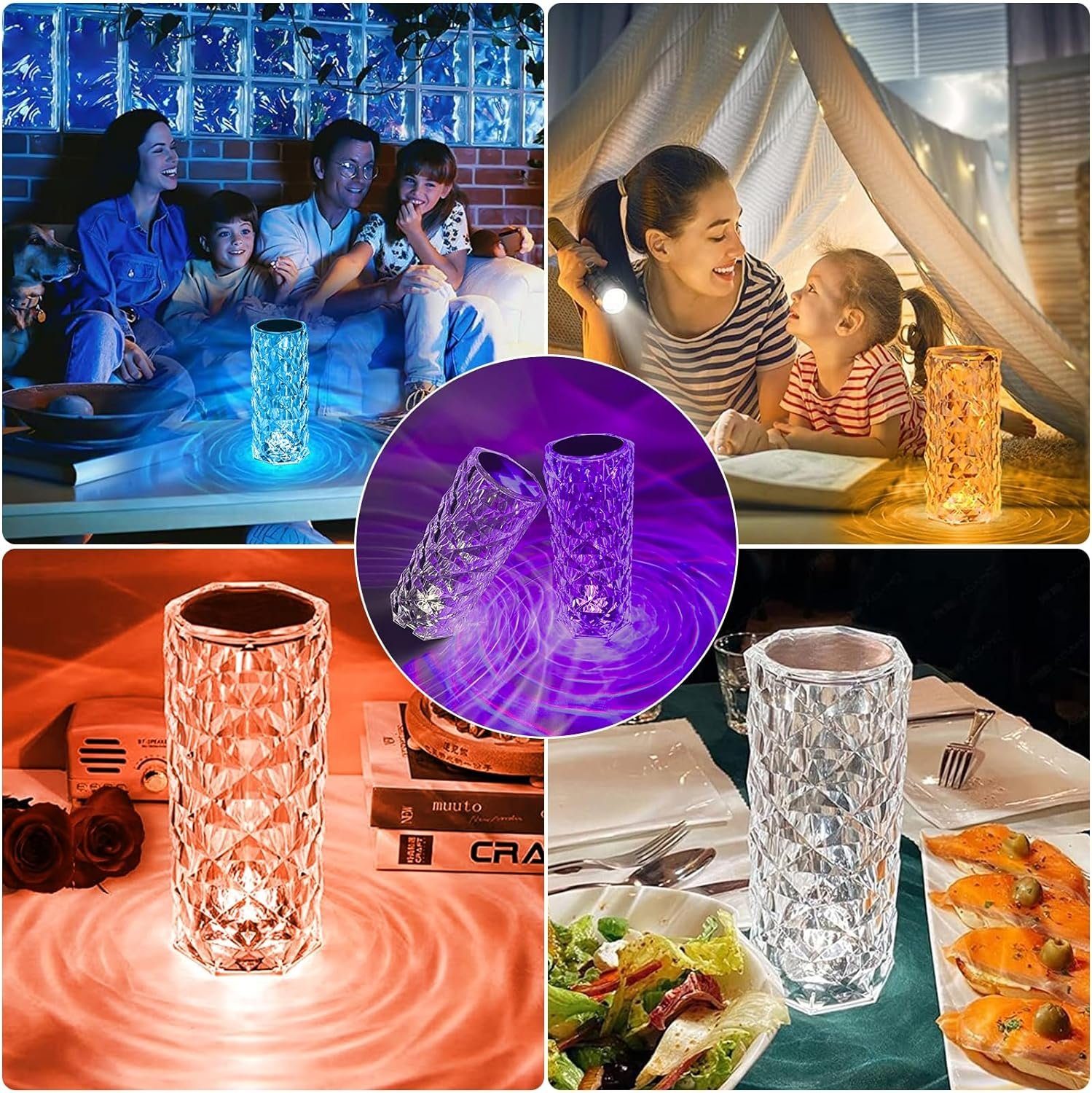 XINGGANG Tischleuchte Rose Kristall Lampe LED 3D Effekt, Touch & Fernbedienung, Dimmbar, Touch und Farbwechsler, LED fest integriert, Geschenk romantische Anläs – Bild 5 von 5
