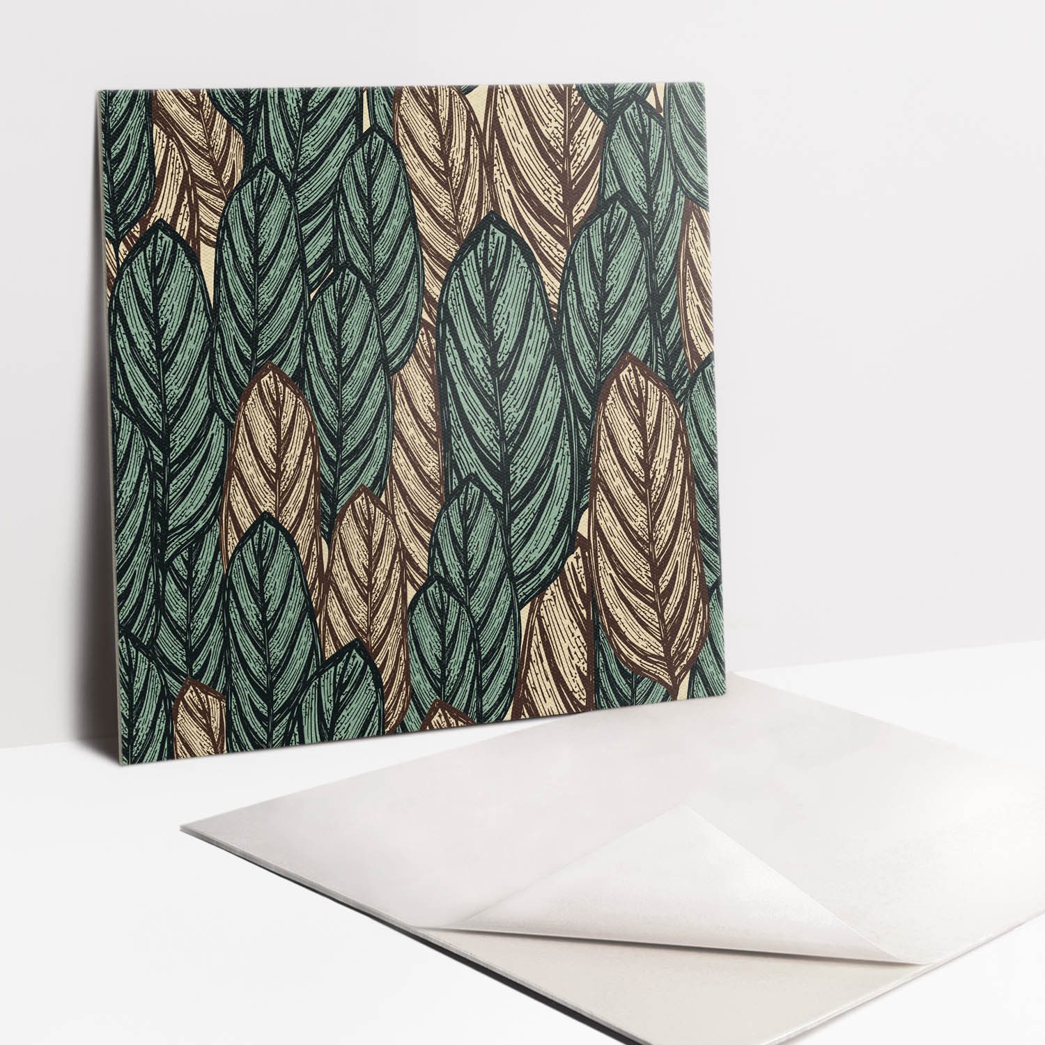 Tulup Wandtattoo Selbstklebende Fliesen Boho-Blätter 30x30cm Vinylfliesen 9 Stück (9 St)