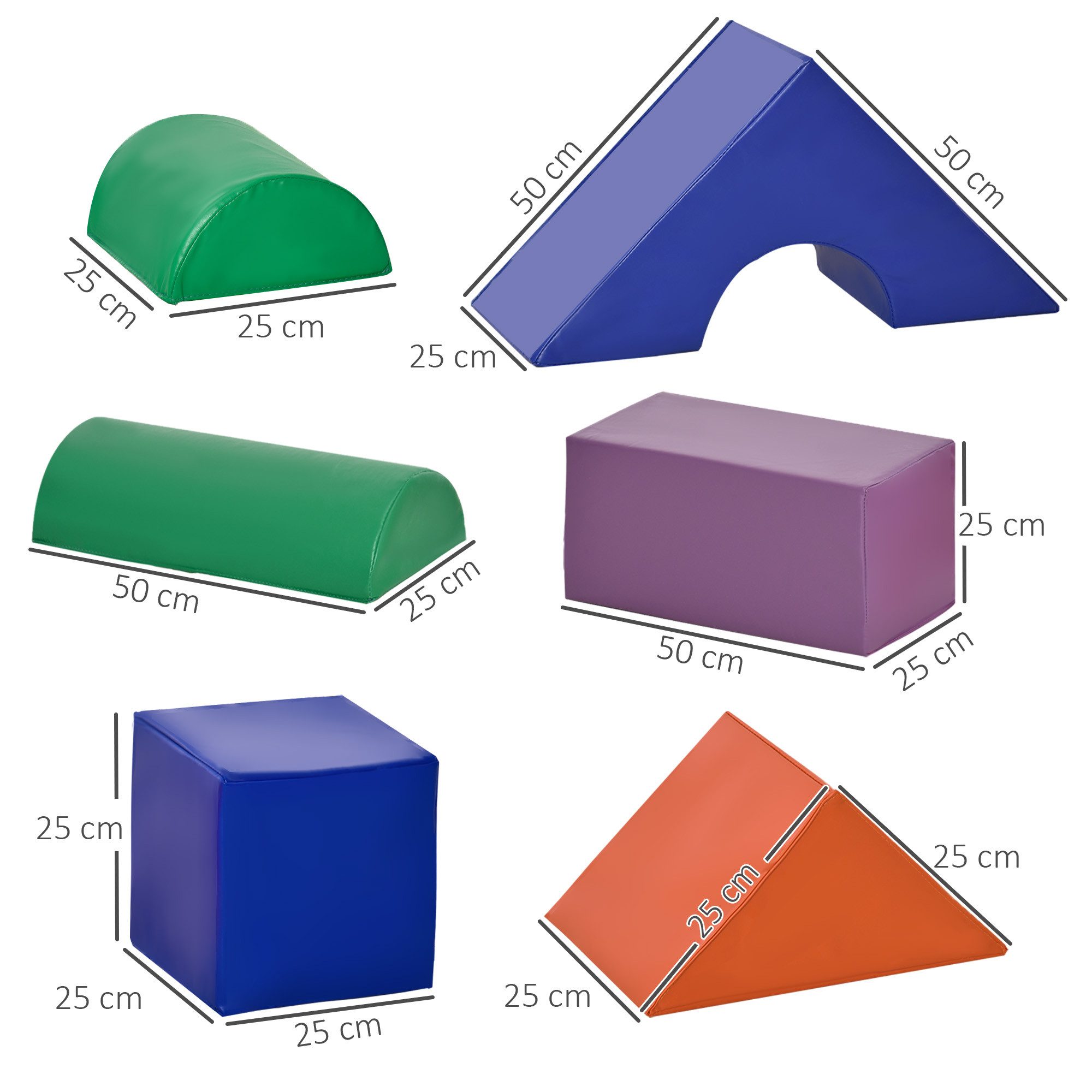 HOMCOM Schaumstoffbausteine Bauklötze zum Toben, Klettern Spielbausteine, (Riesenbausteine, 11 St., Bausteinset), für 1-3 Jahre Kinder, Kunstleder, Bunt