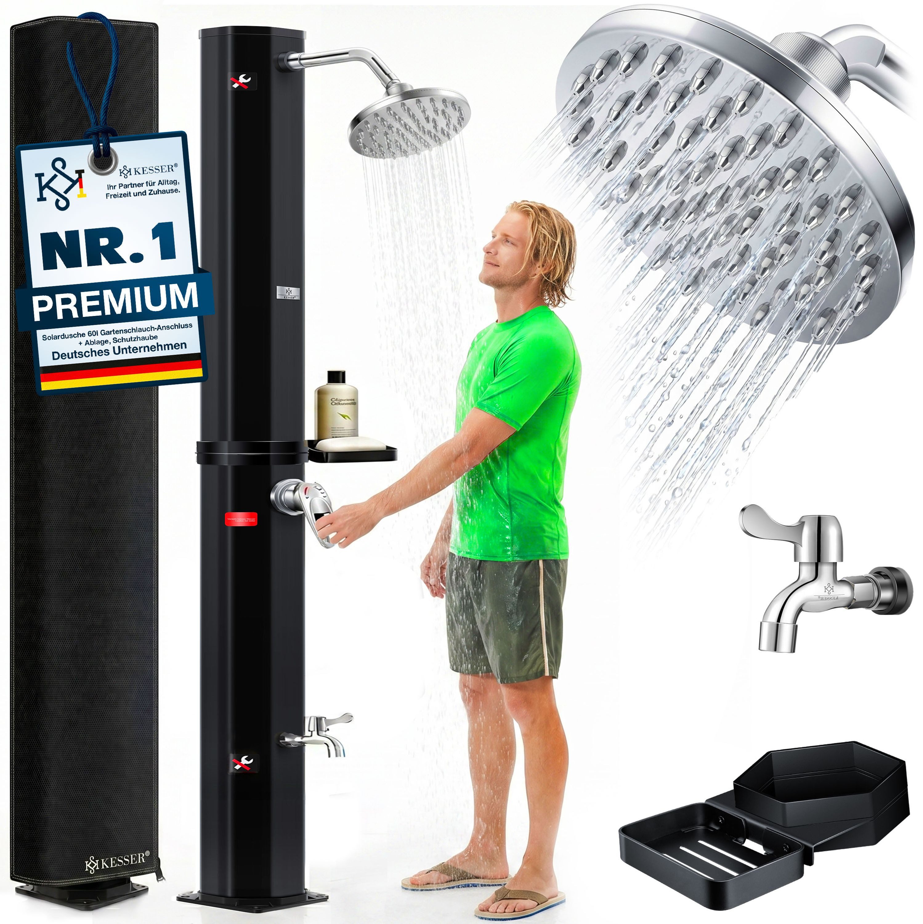 KESSER Solardusche, Solardusche 40- 60 Liter Solar Gartendusche warmes Wasser