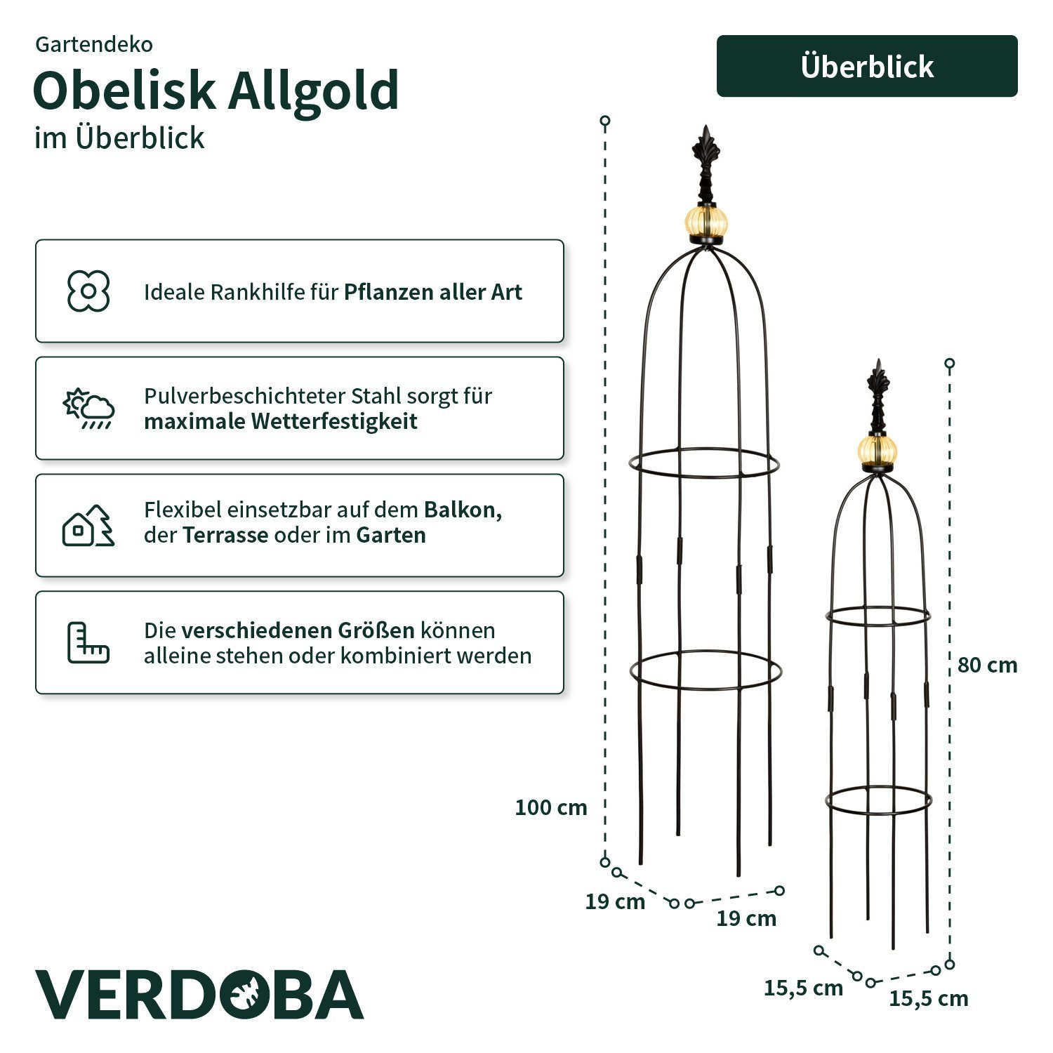 VERDOBA Rankhilfe Obelisk Rankhilfe Metall - günstig online kaufen