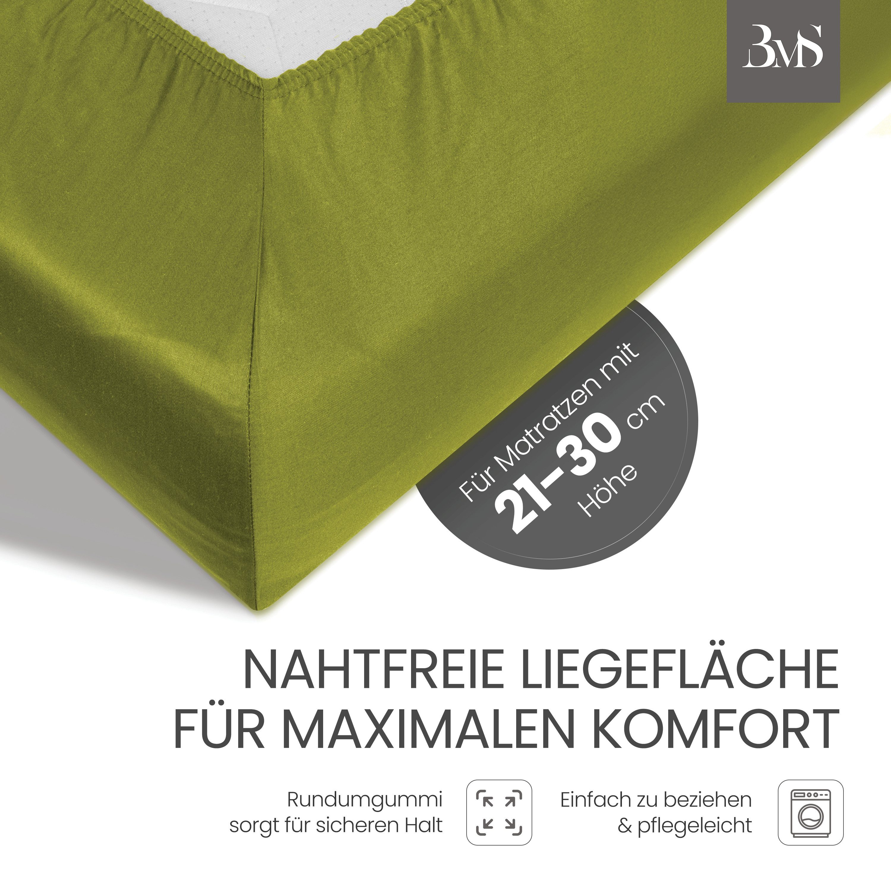 BETTWAESCHE-MIT-STIL Spannbettlaken Mako Satin Spannbettlaken, Matratzenhöhe 21-30 cm, Mako-Satin, Gummizug: rundum, (1 Stück)