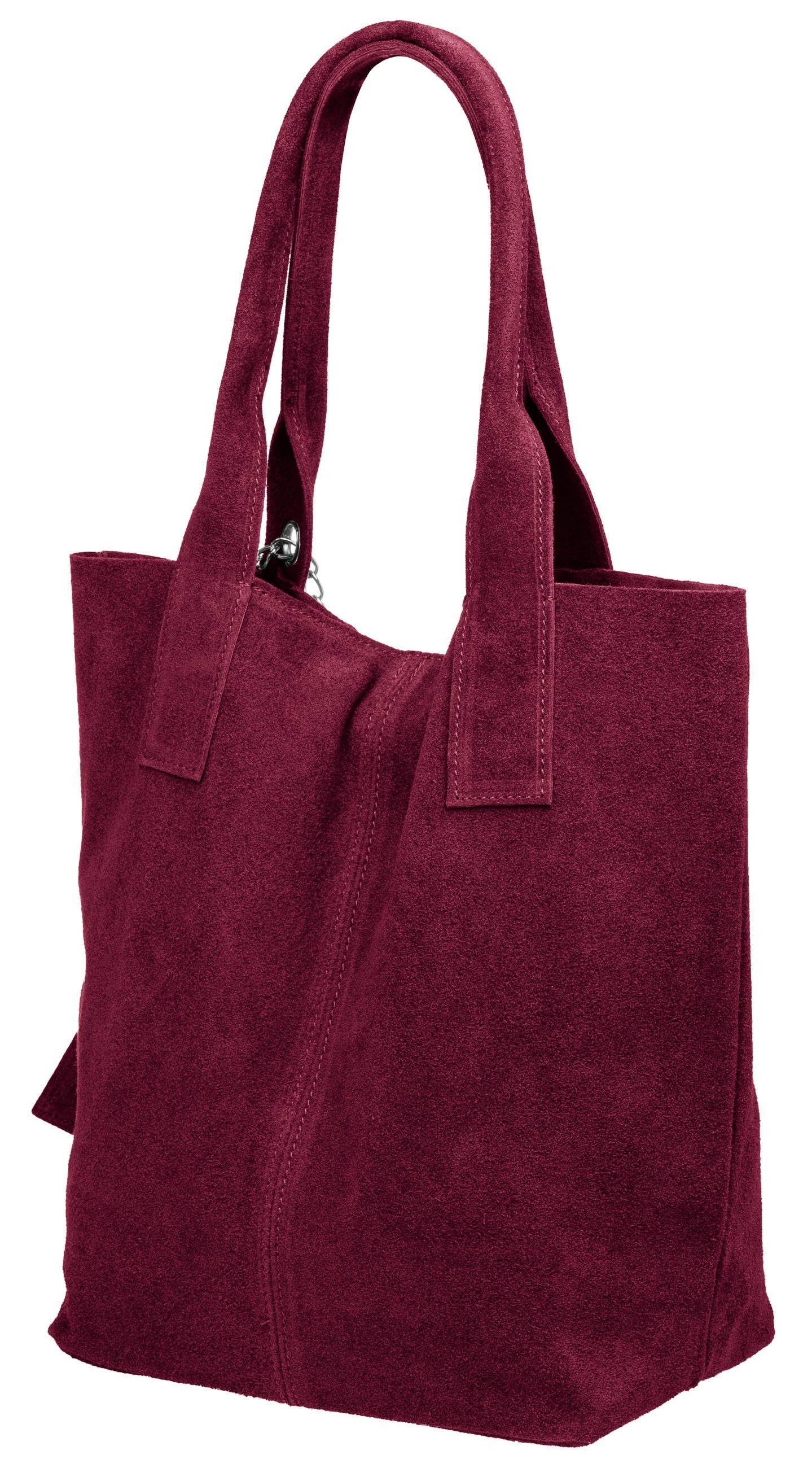 Caspar Schultertasche große Wildleder Shopper Damen Tasche - CLASSIC LINE - Modell No.828, 100% italienisches Leder - mit stylischer Metallkette & Zusatztasche