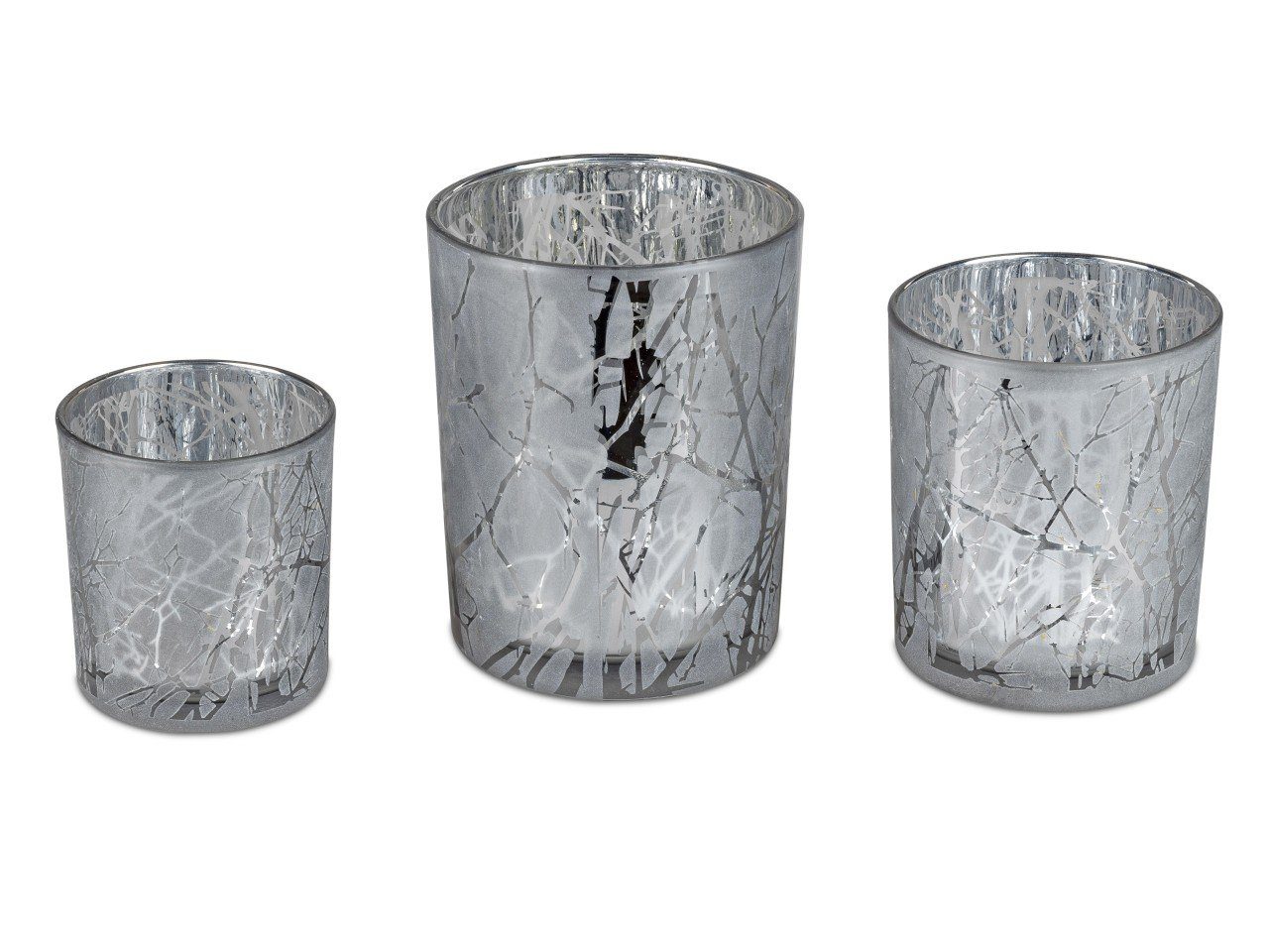 formano Teelichthalter Silver Twigs, Glas H:13cm Silber D:10cm