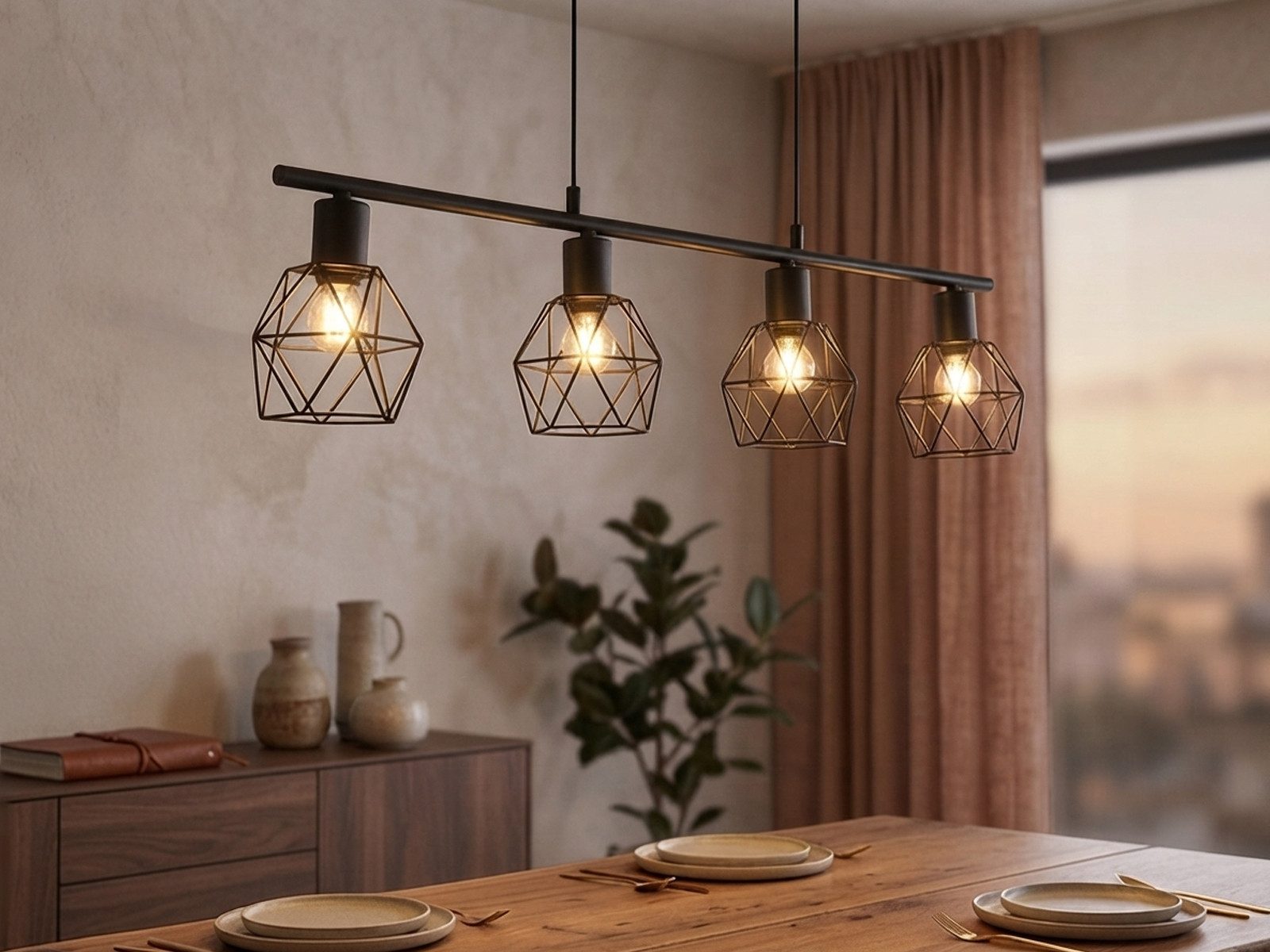 meineWunschleuchte Pendelleuchte Industrial Design, Breite 75cm, ohne Leuchtmittel, Esszimmer-Lampe mehrflammig für Esstisch & Kücheninsel hängend