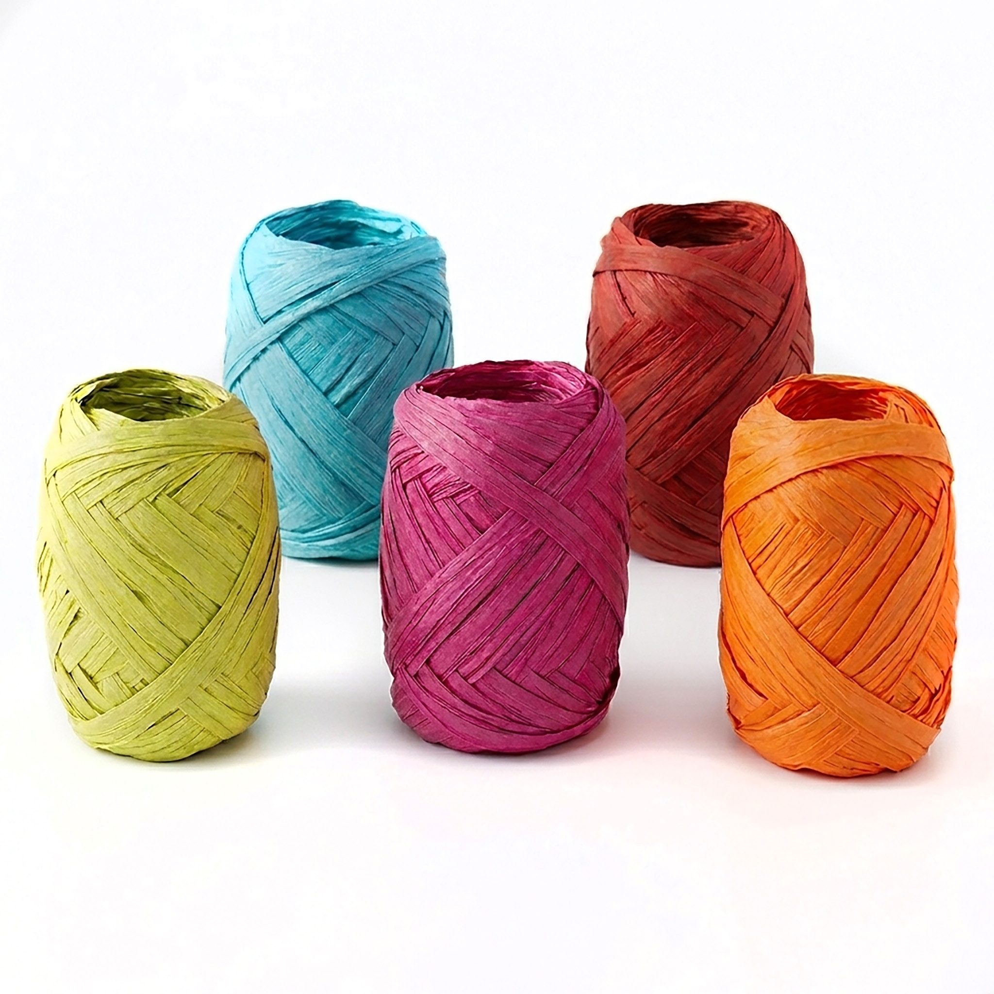Creativery Bastelband, Papierband Raffiabast 5 Rollen Set je 20m Farbmix Bunt