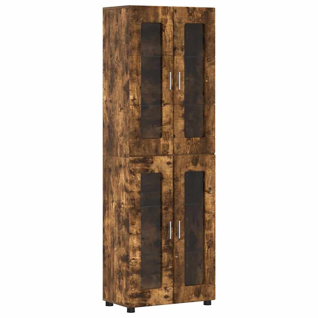 vidaXL Wohnzimmer-Set Highboard mit Regal FLORIN Geräucherte Eiche 60 x 35 x 182 cm, (1-St)