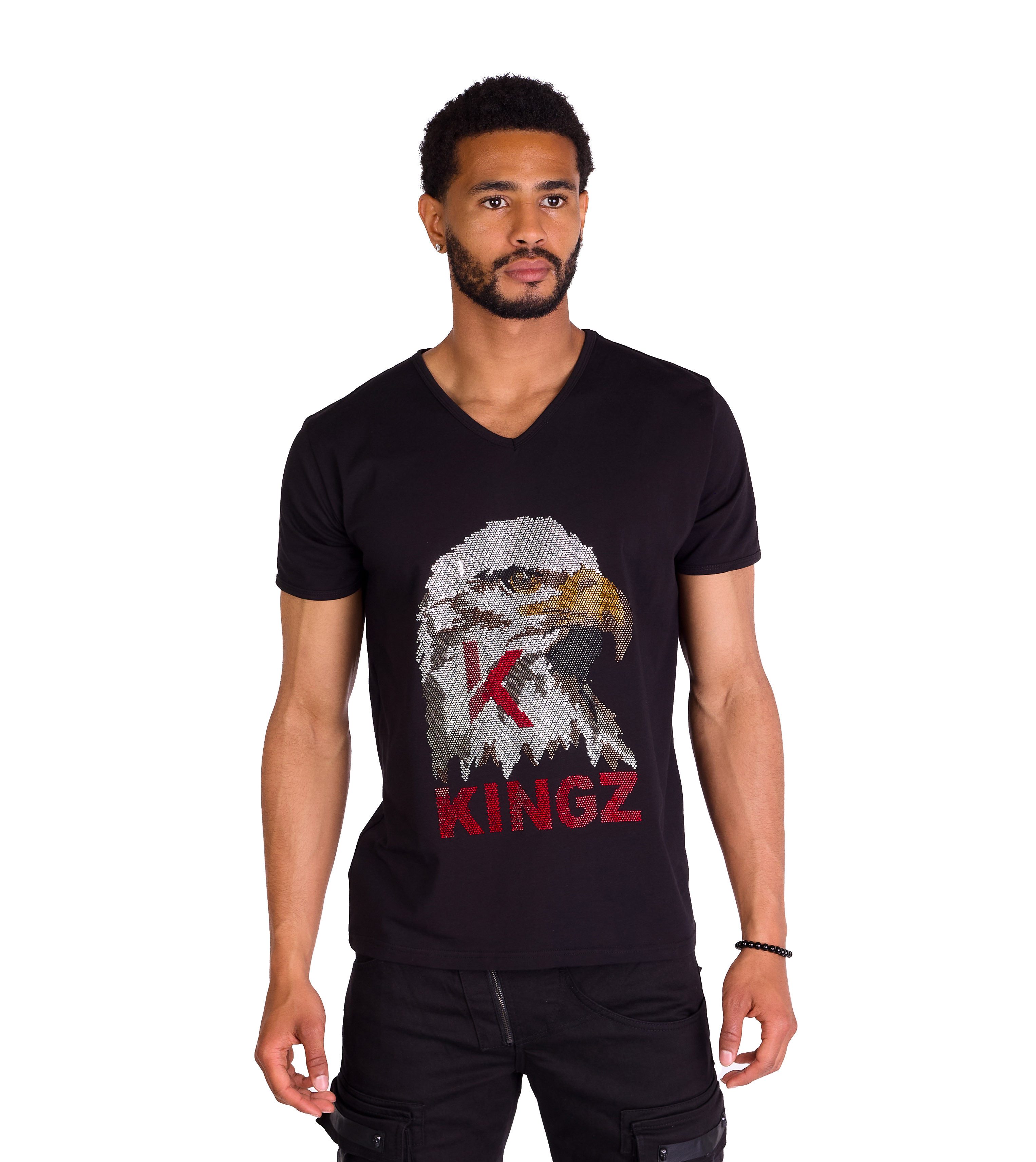KINGZ T-Shirt Herren T-Shirt mit Adlerkopf in SLIM-FIT günstig online kaufen