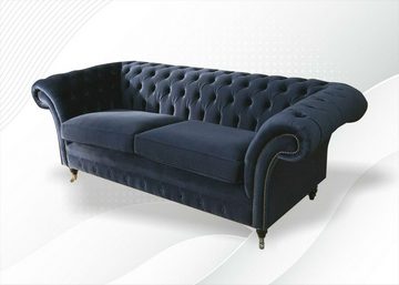 JVmoebel Chesterfield-Sofa Luxus Blaue Chesterfield Couch moderner 3-er Design Neu, Made in Europe